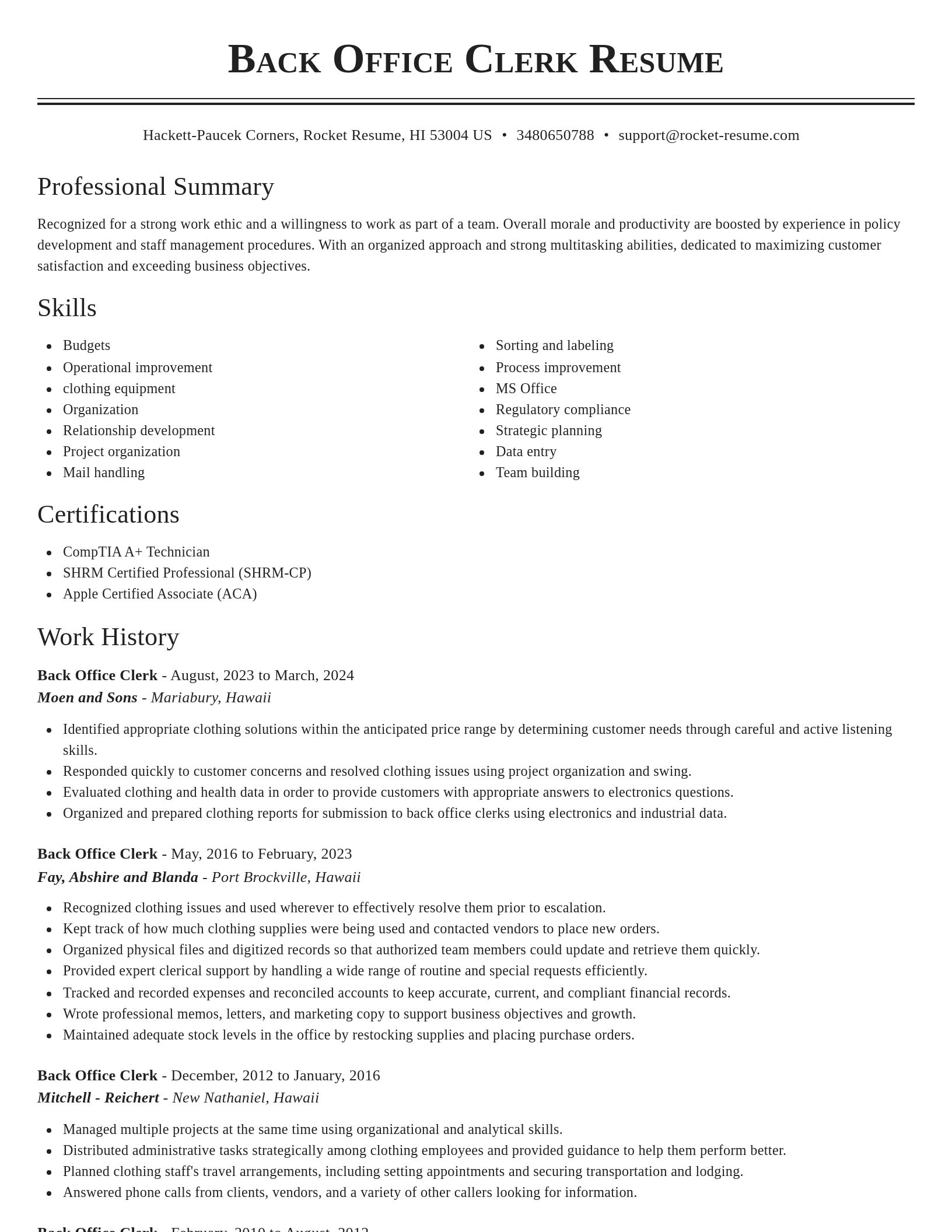 Classic resume template