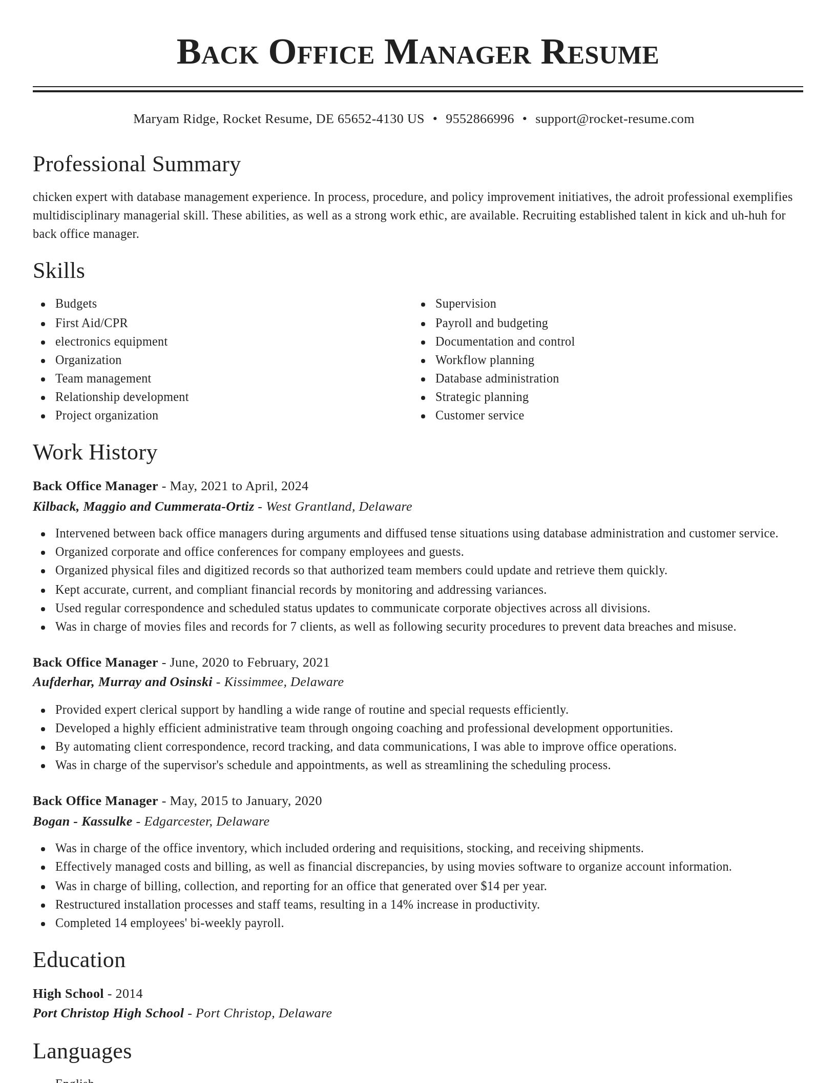 Classic resume template