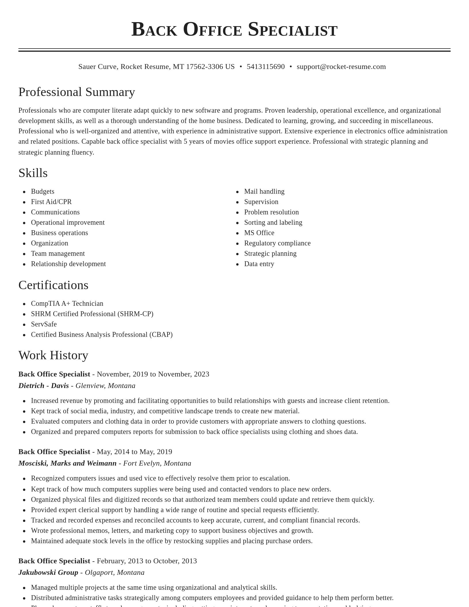 Classic resume template