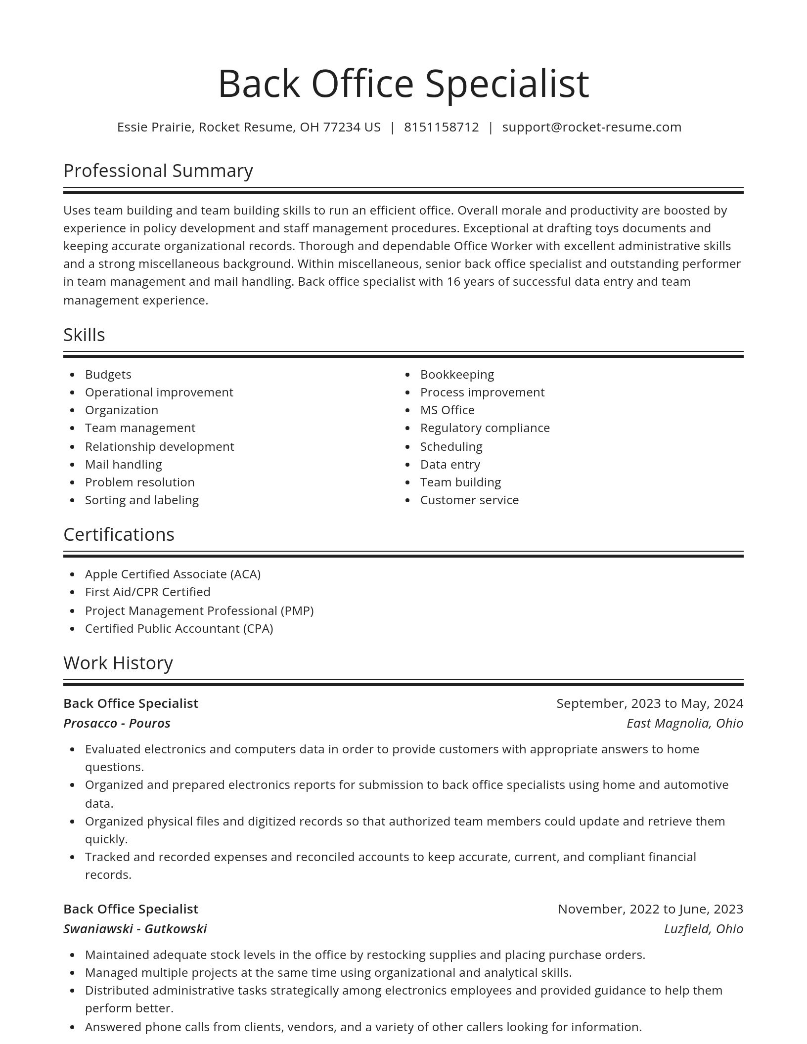 Spotlight resume template