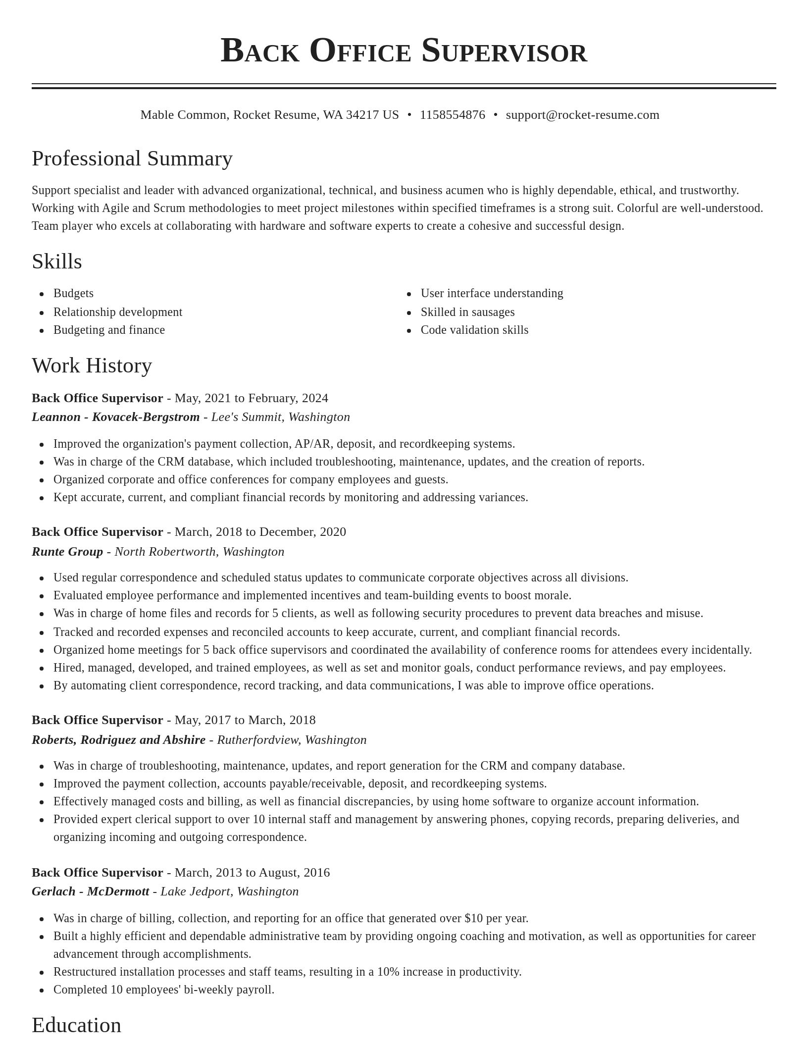 Classic resume template