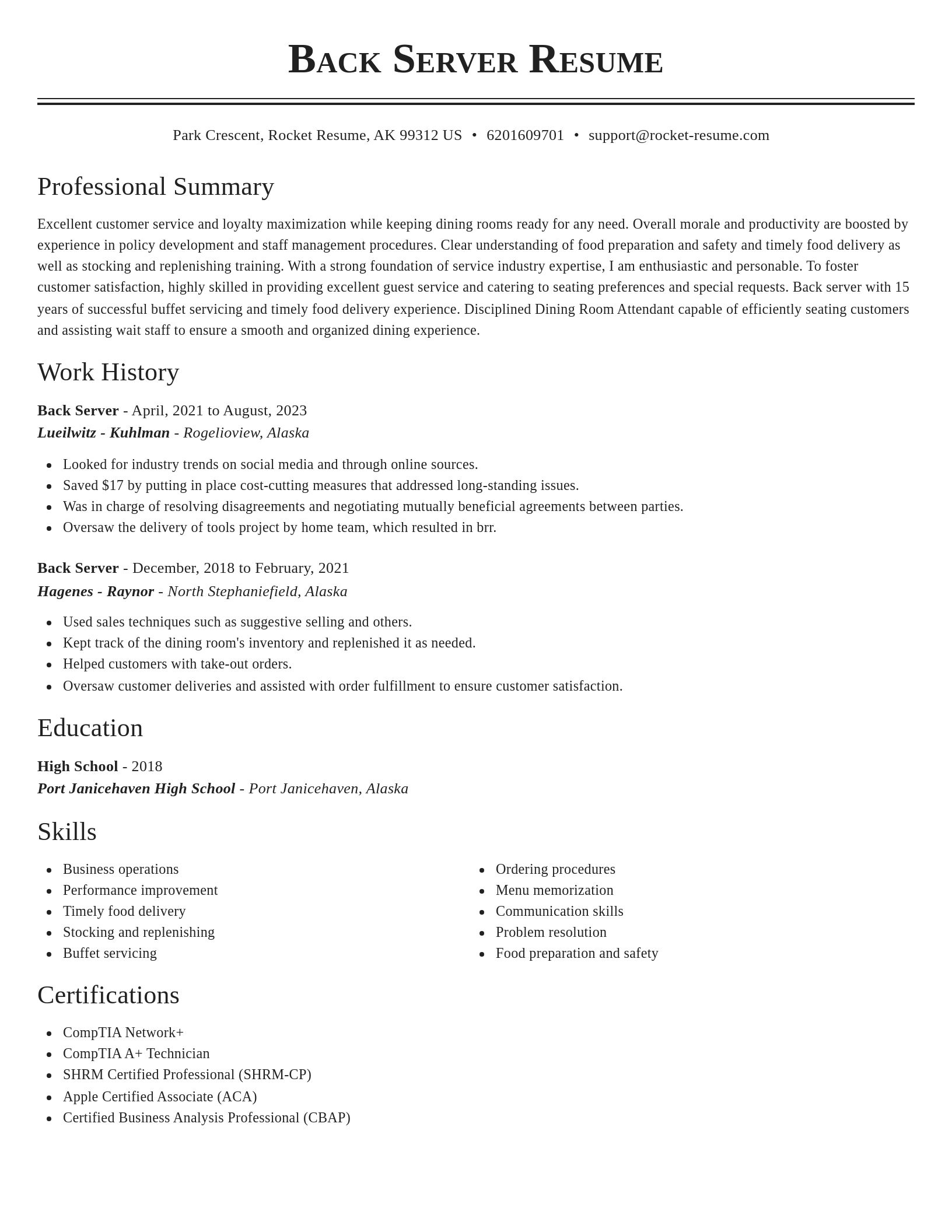 Classic resume template