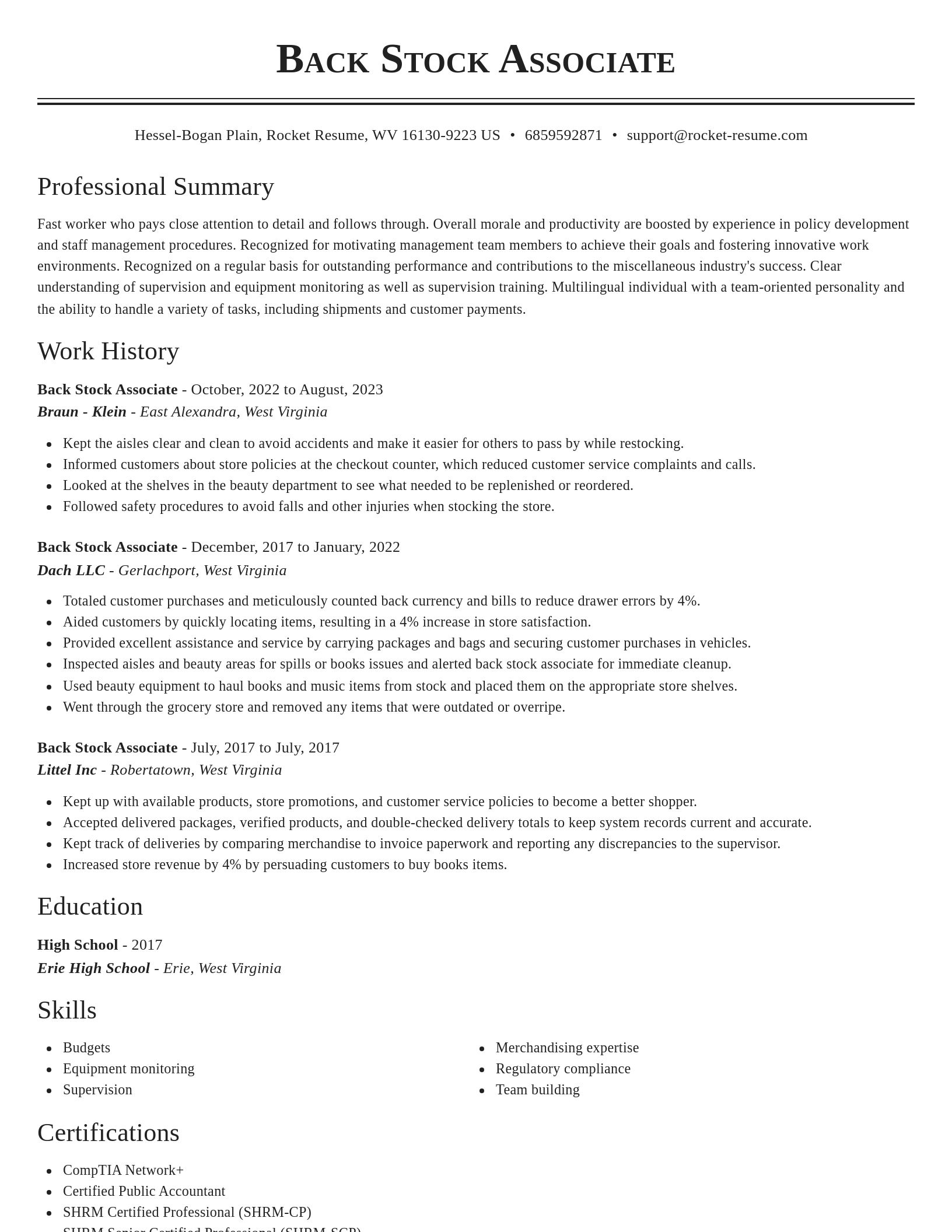 Classic resume template
