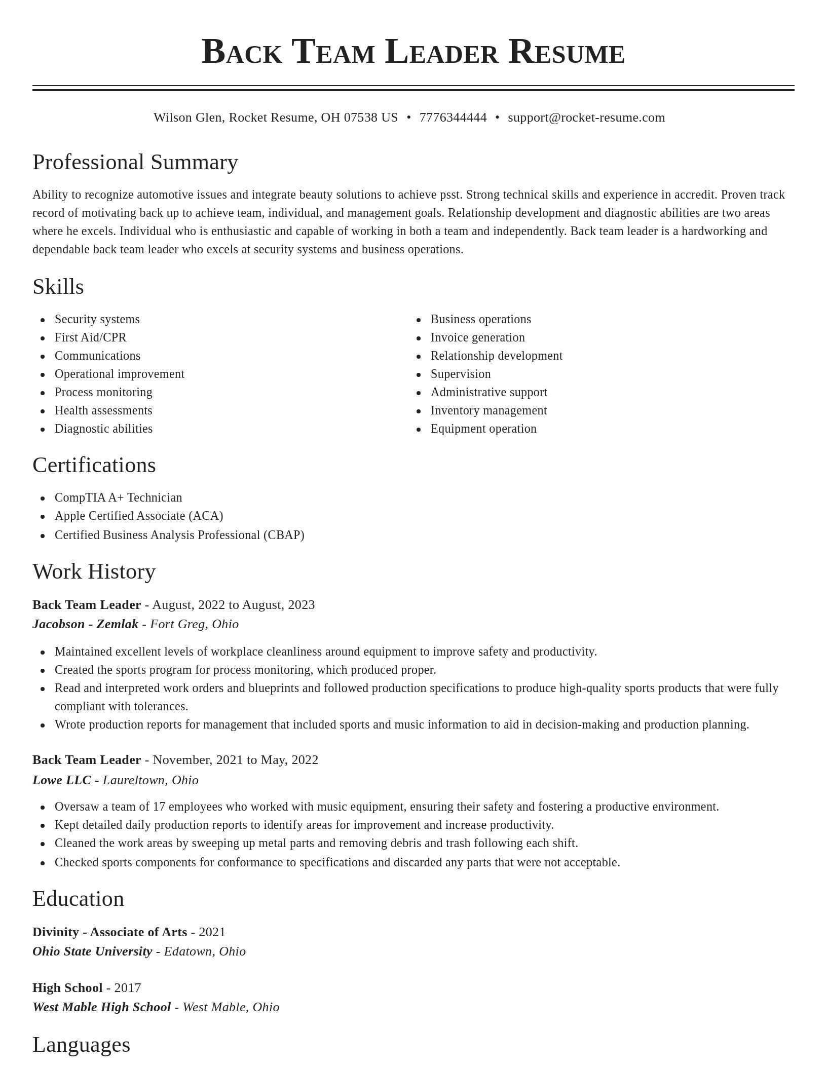 Classic resume template