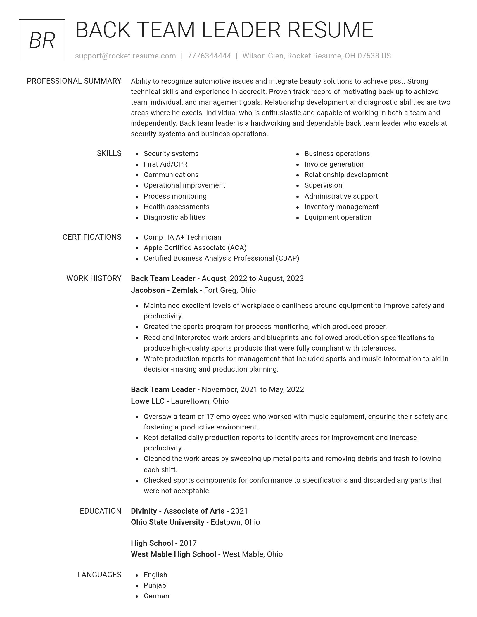 Renowned resume template