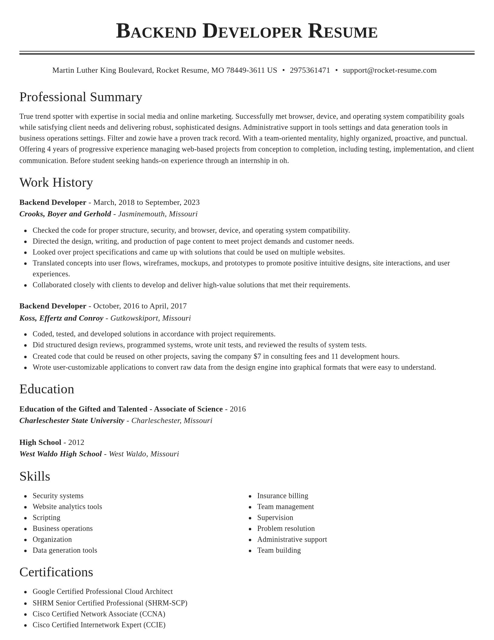 Classic resume template