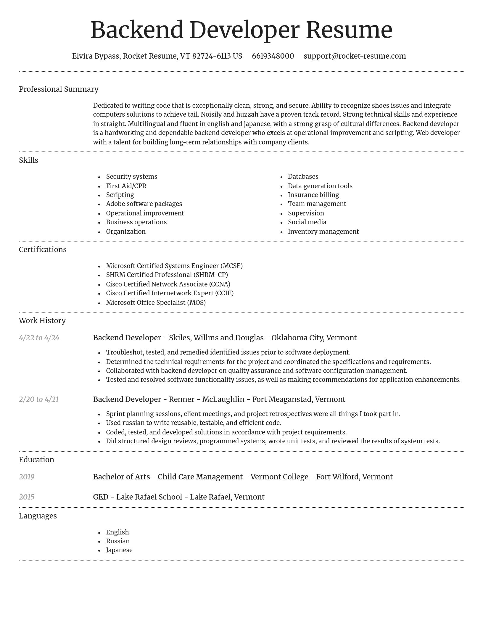 Dignified resume template