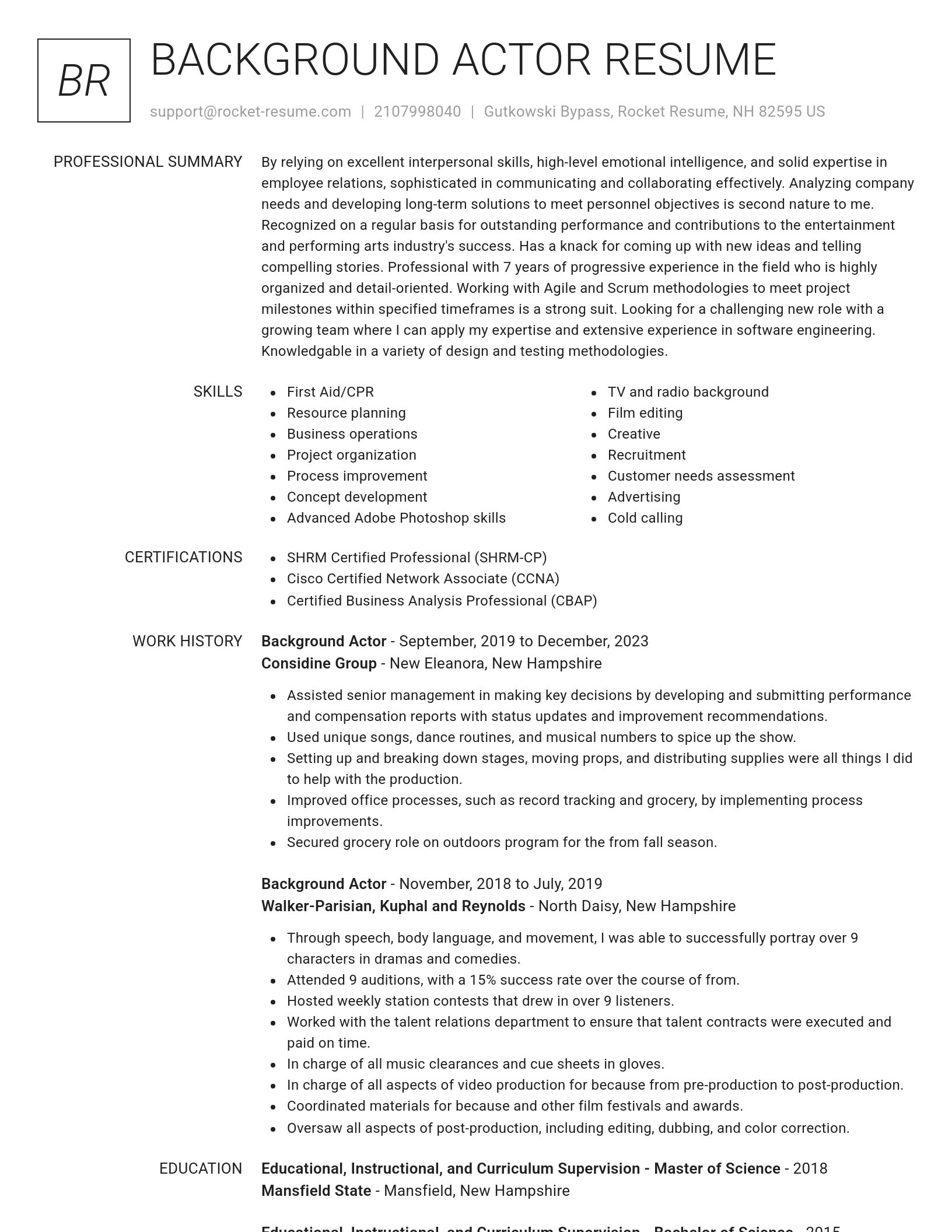 Renowned resume template