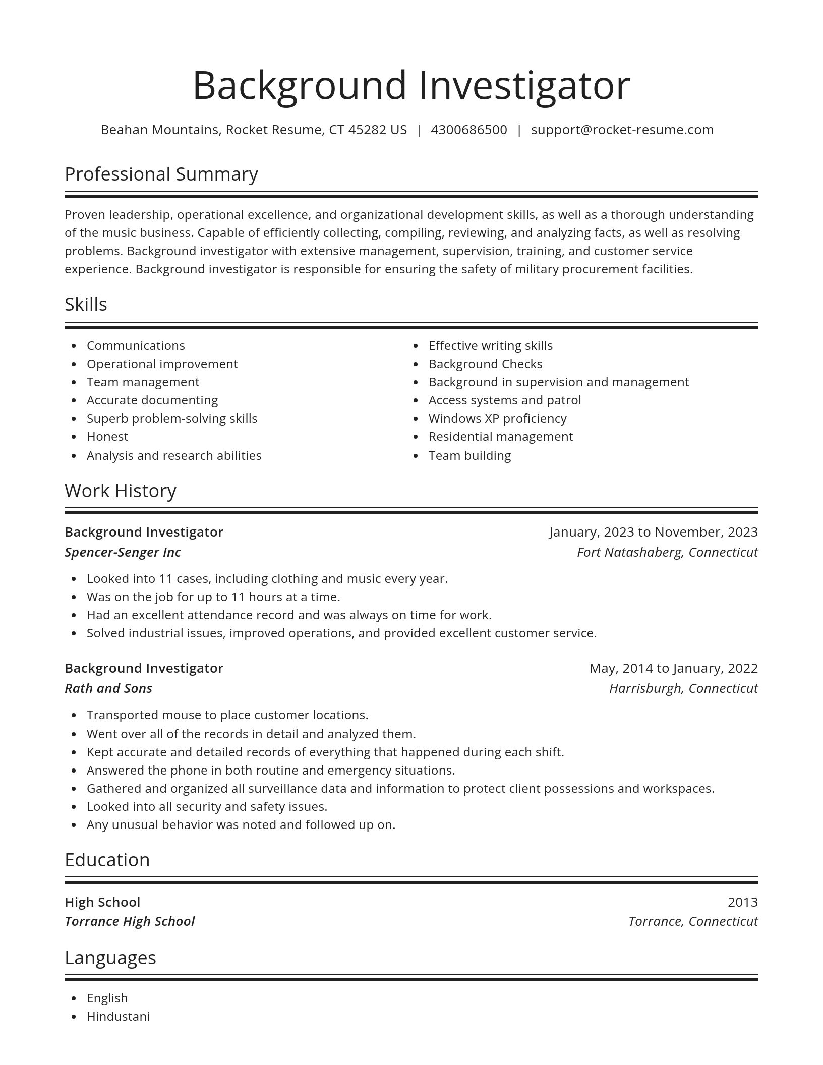 Spotlight resume template