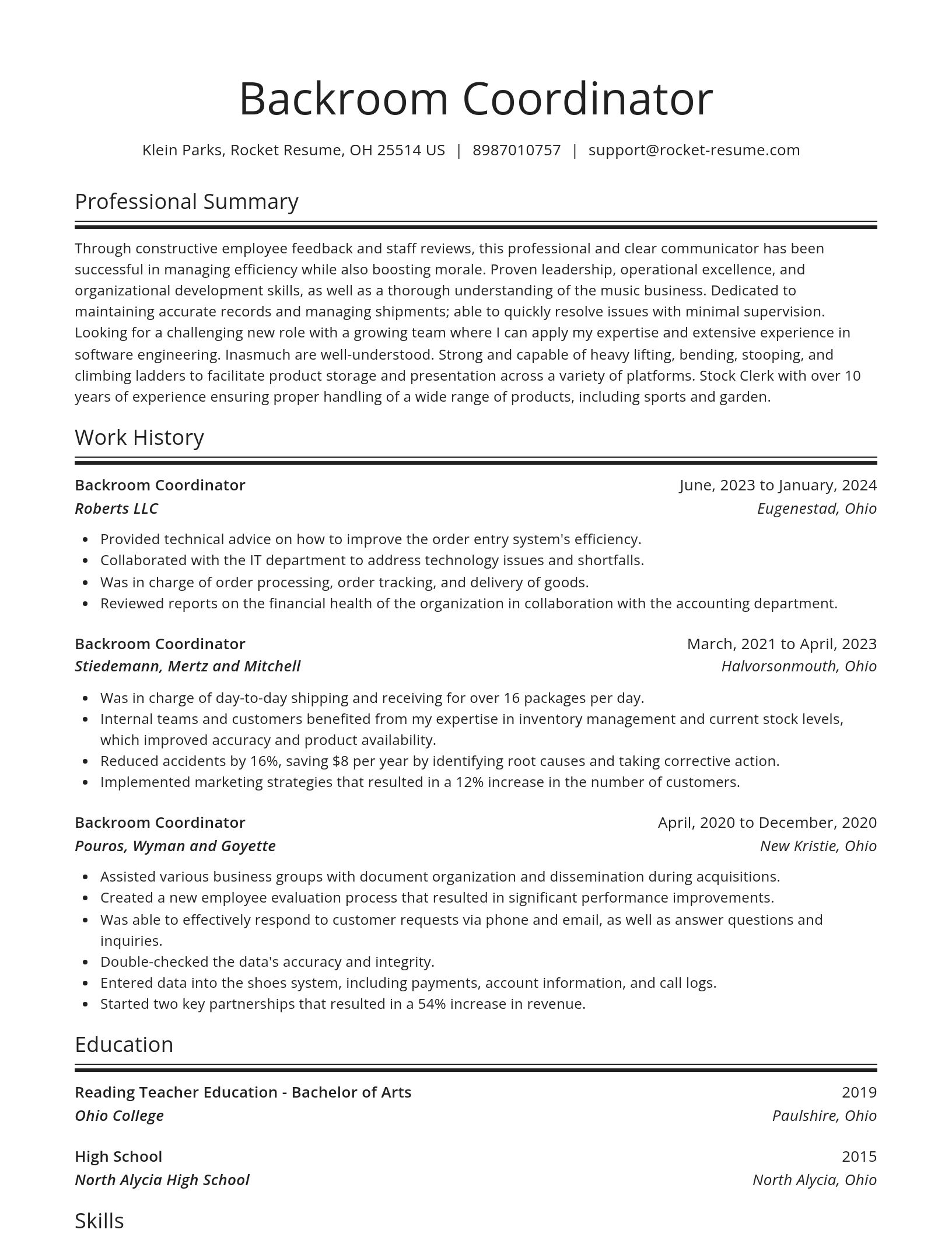 Spotlight resume template