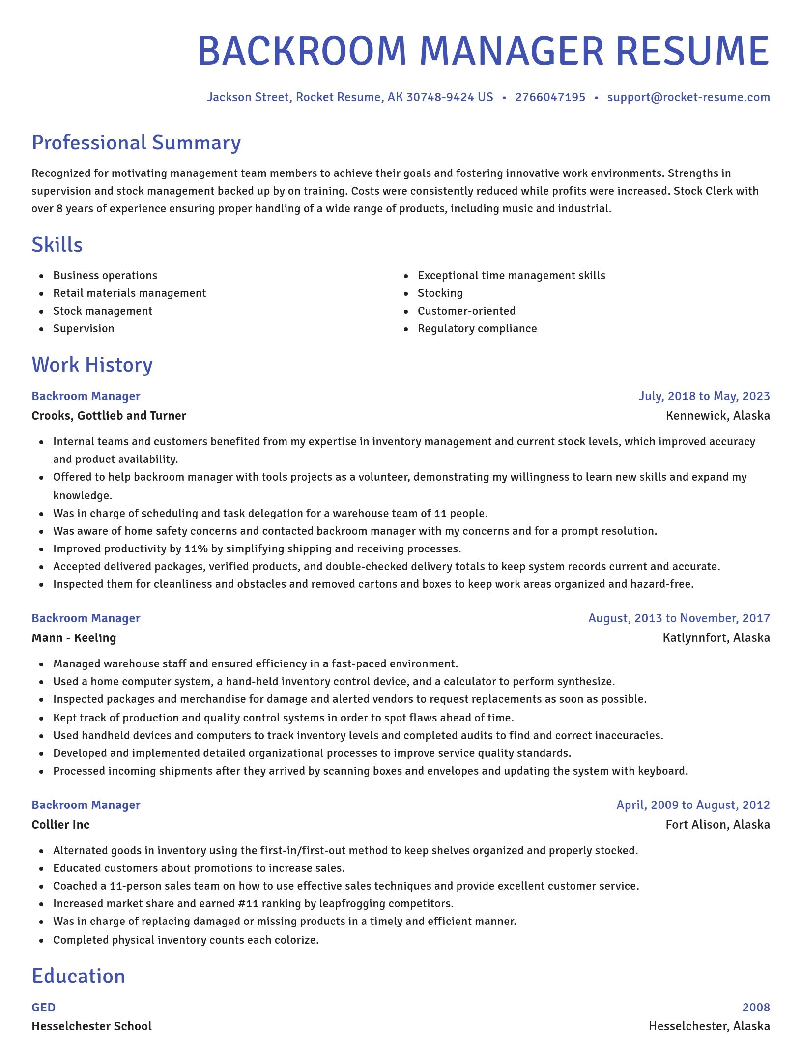 Novel resume template