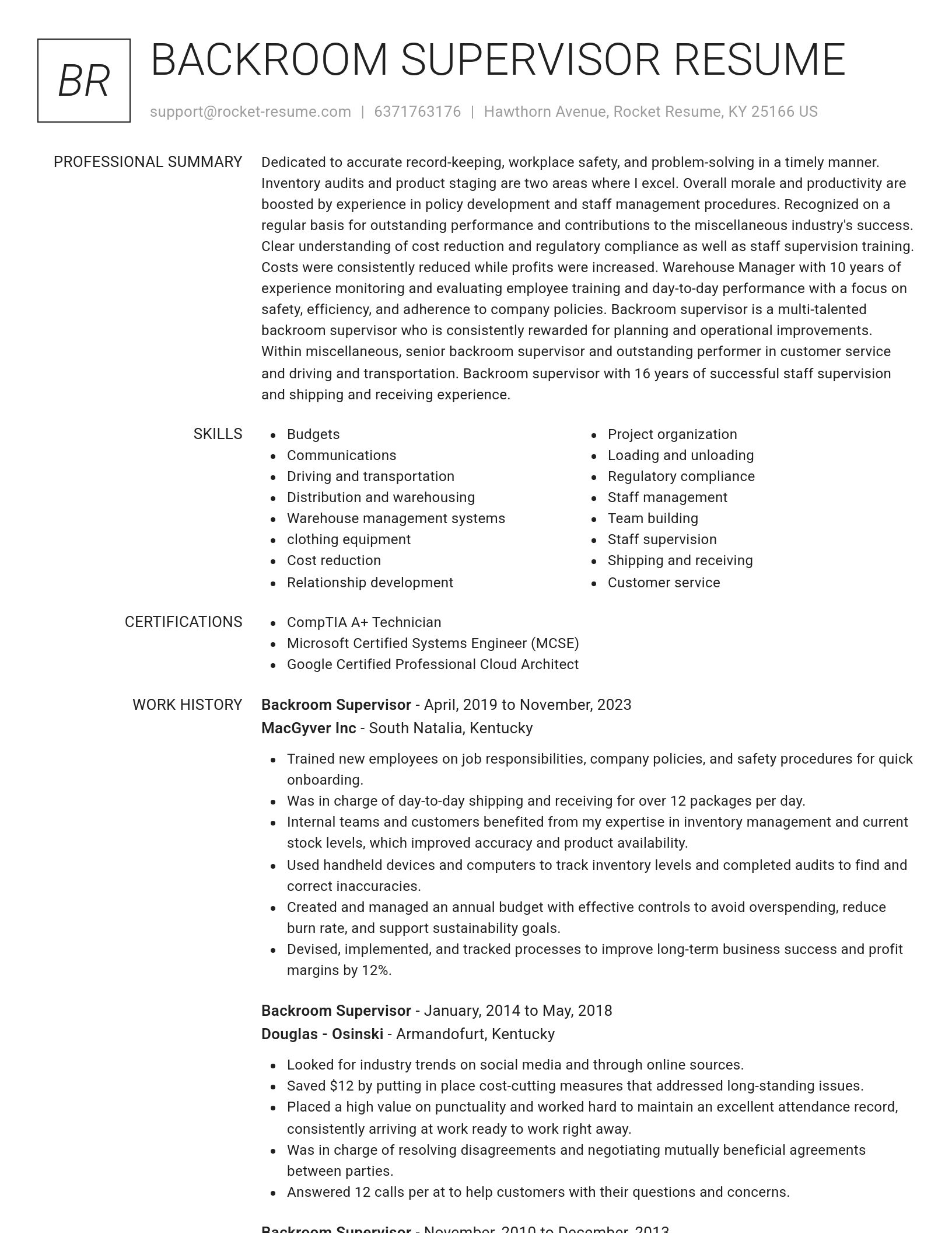 Renowned resume template