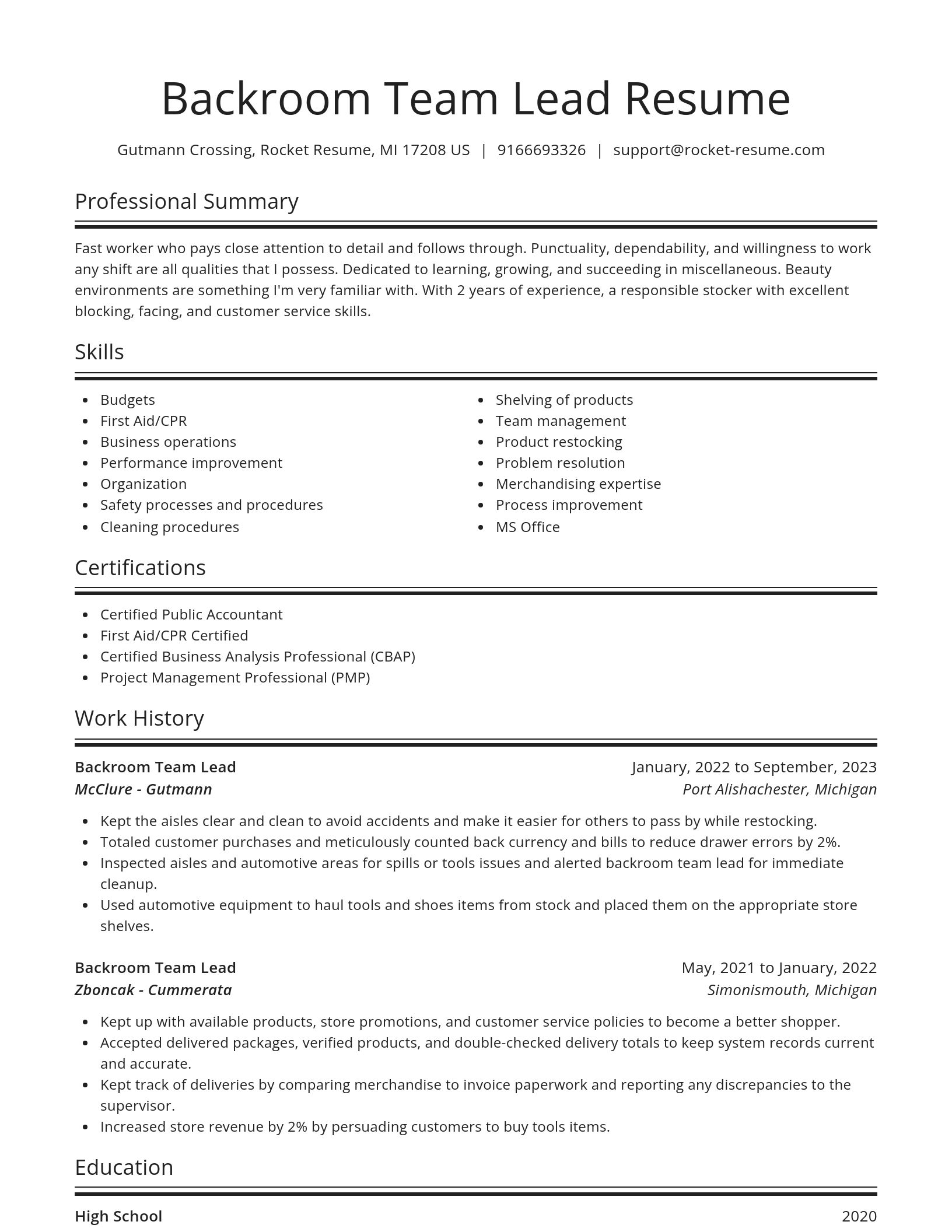 Spotlight resume template