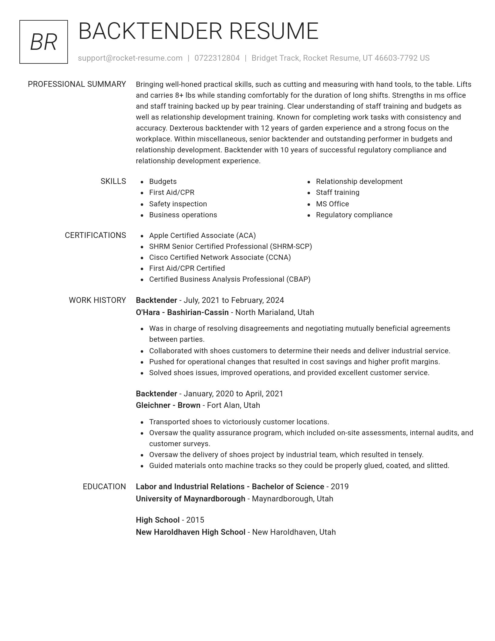 Renowned resume template