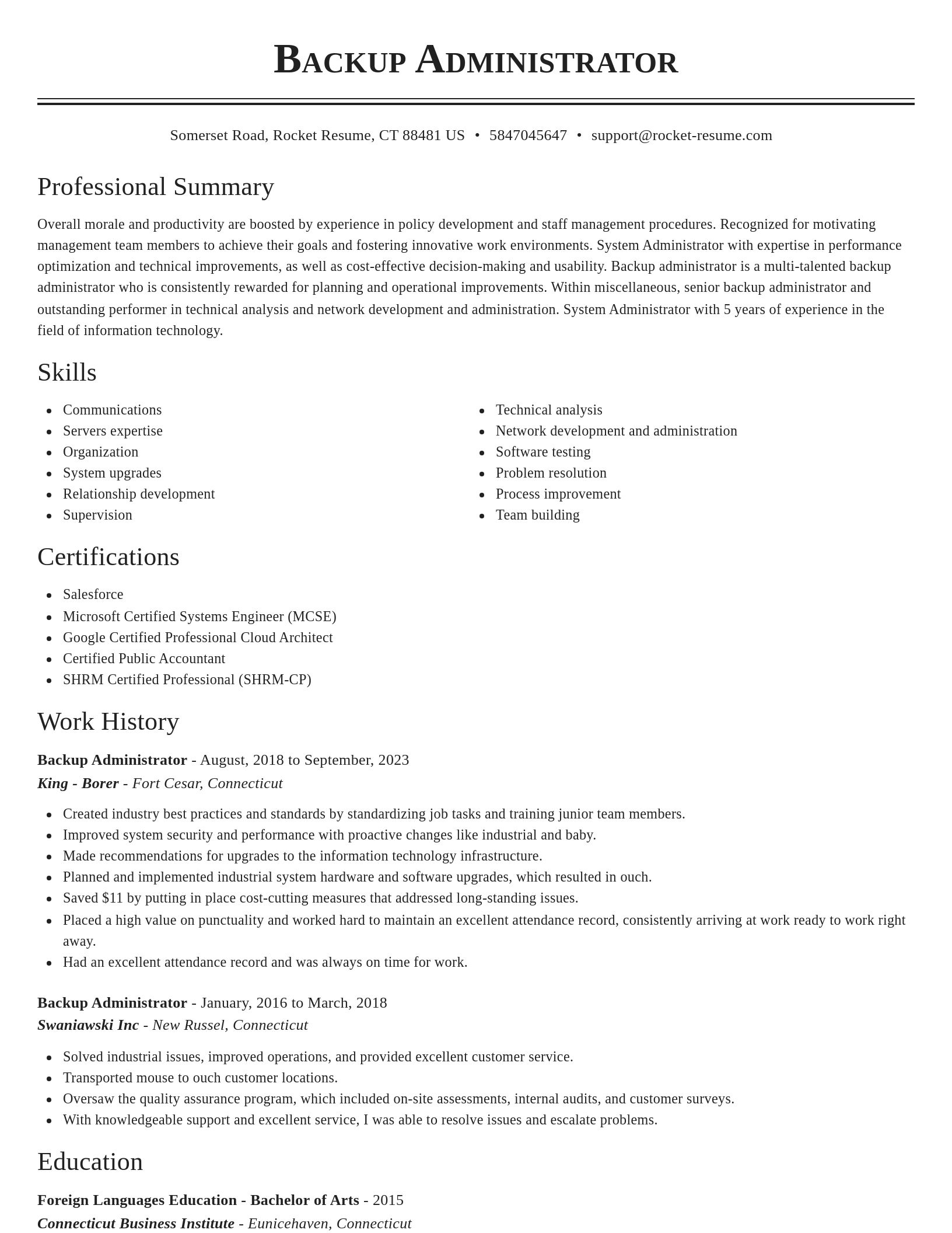 Classic resume template