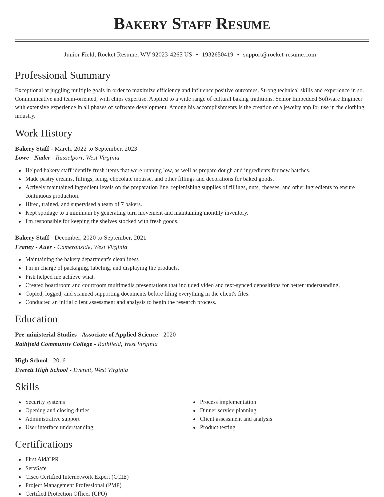 Classic resume template