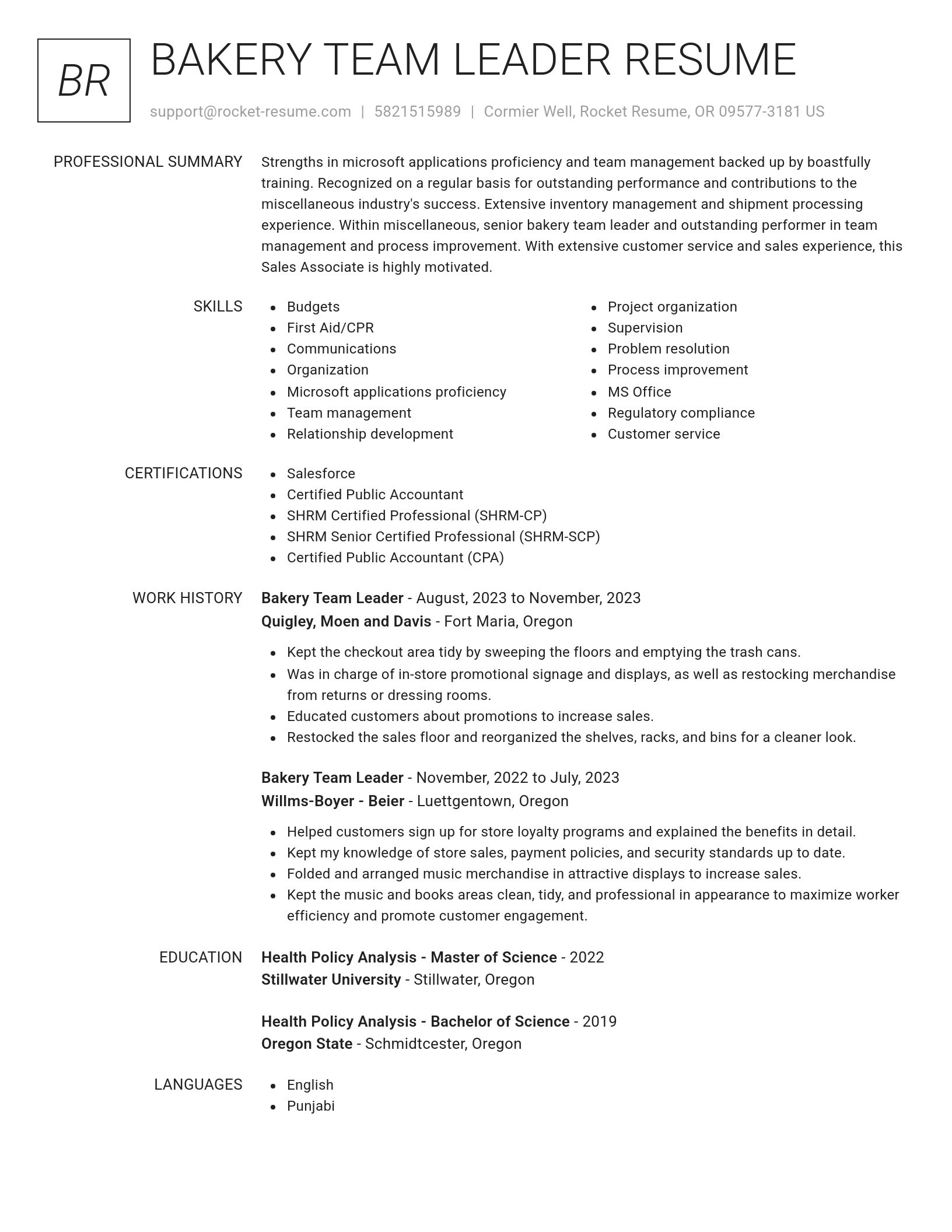 Renowned resume template