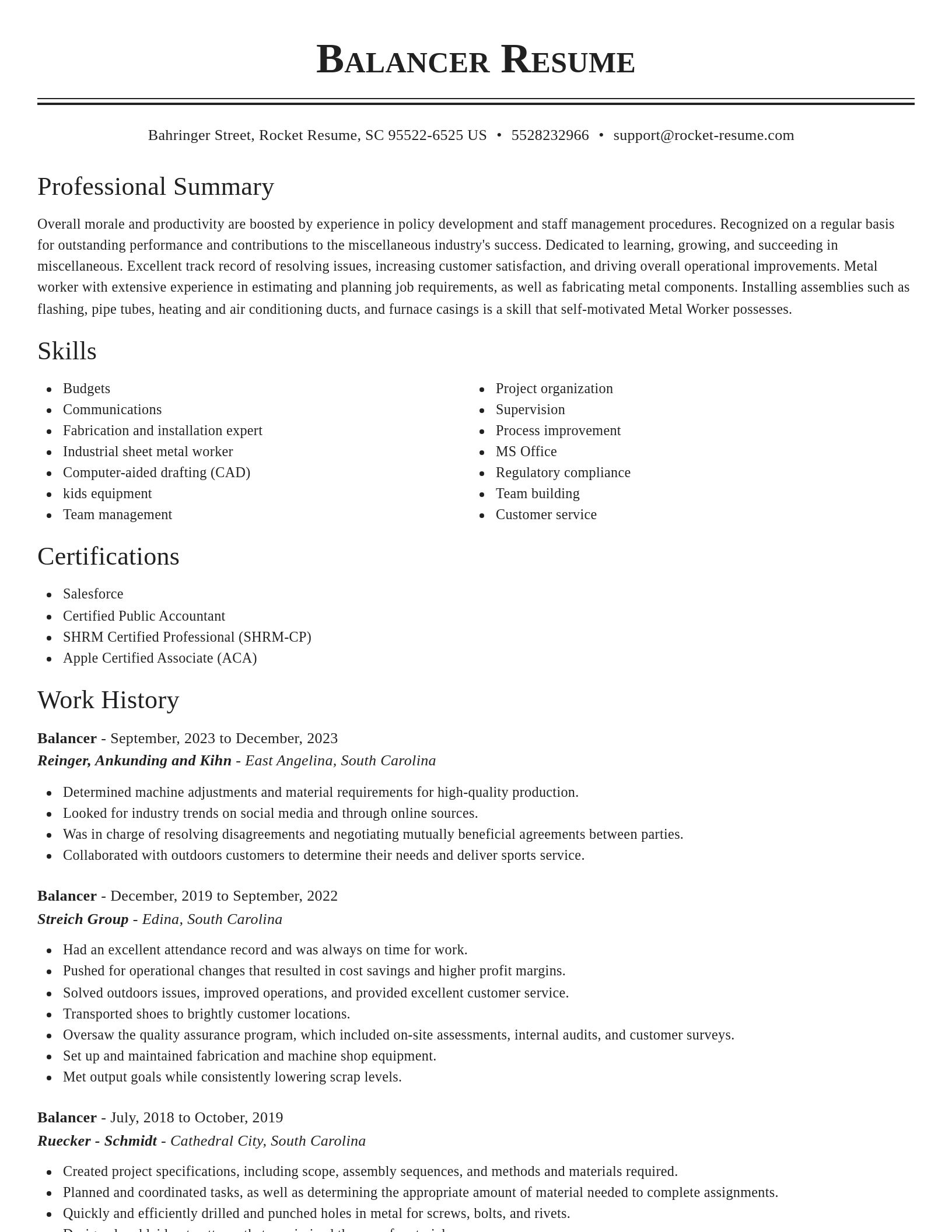 Classic resume template