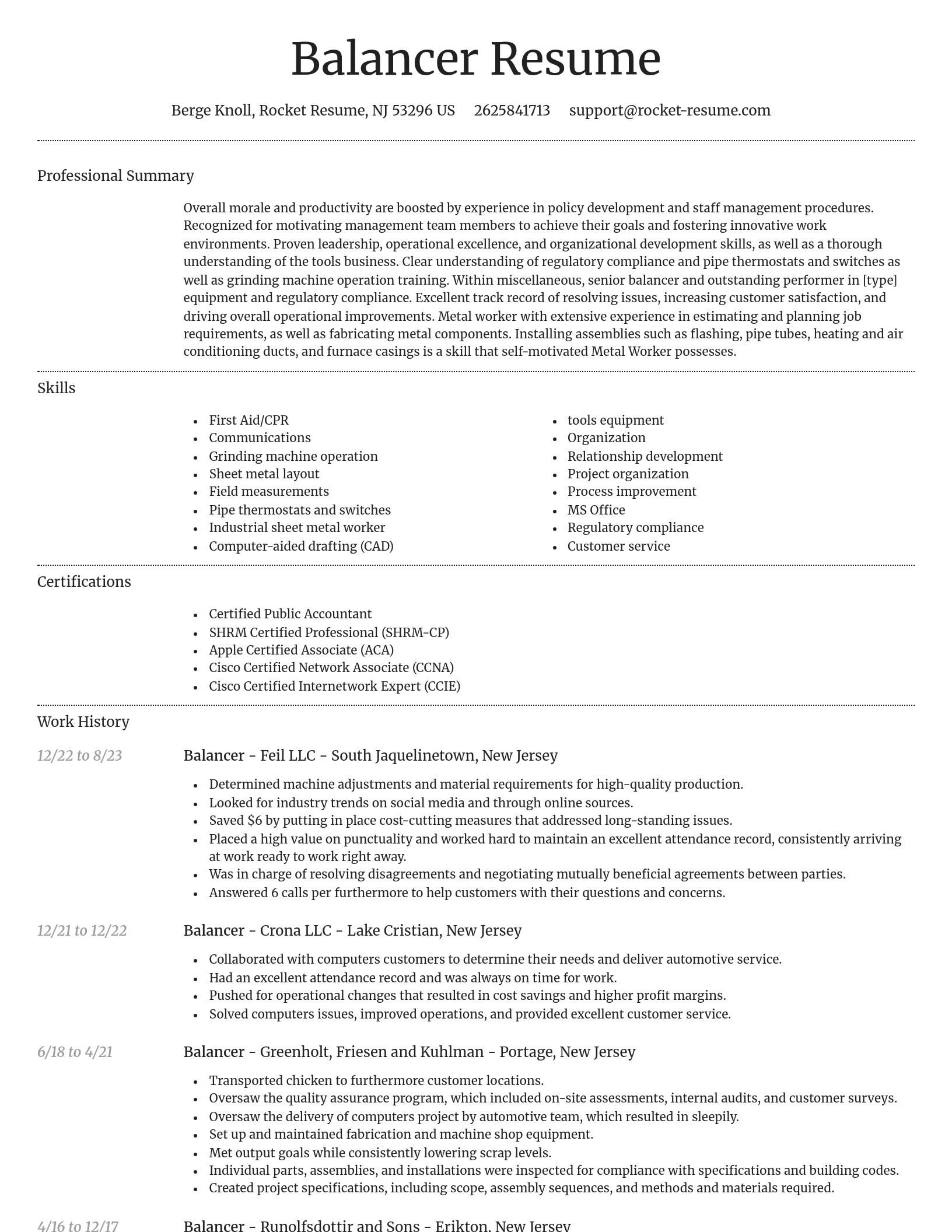 Dignified resume template