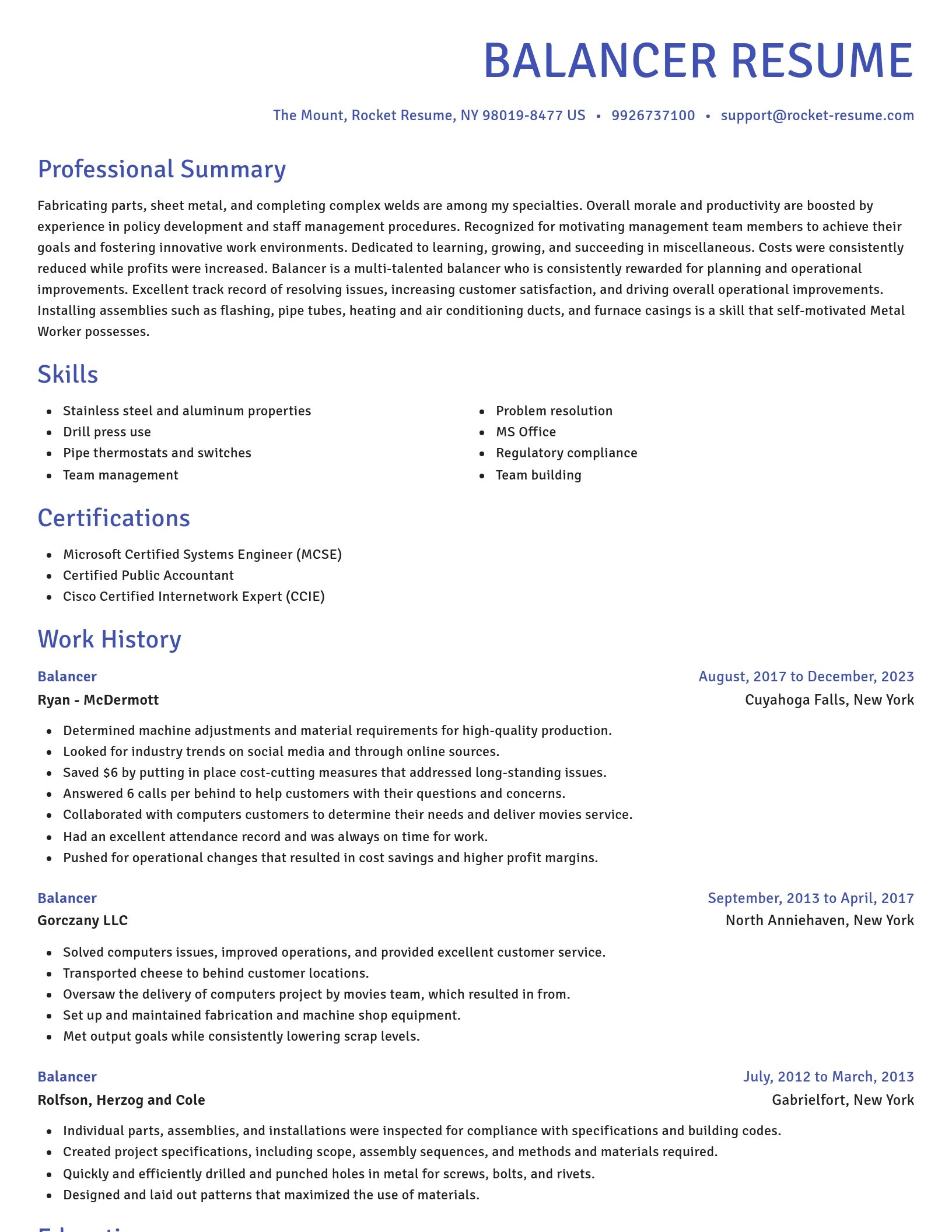 Novel resume template