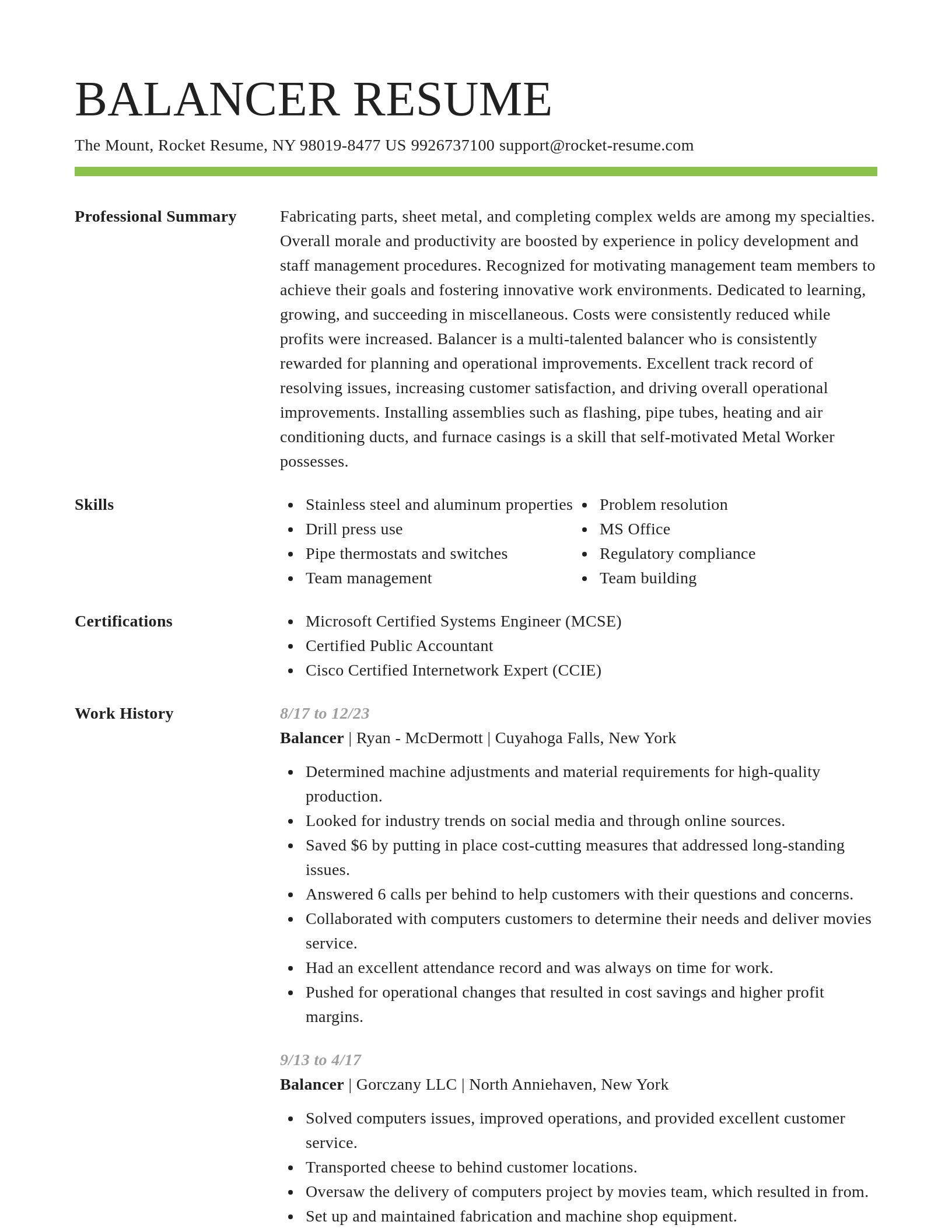 Smart resume template