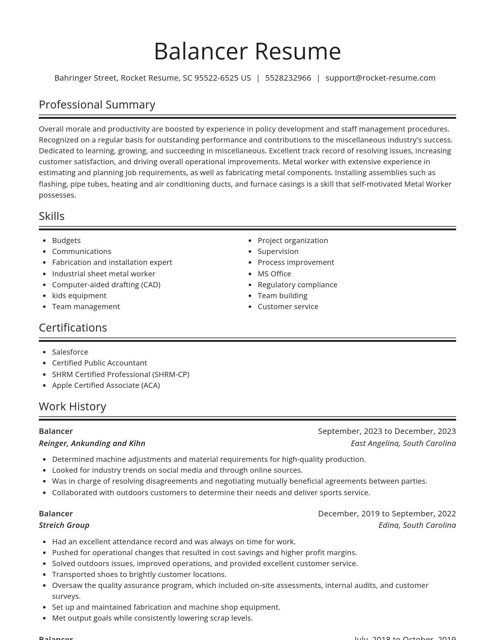 Spotlight resume template