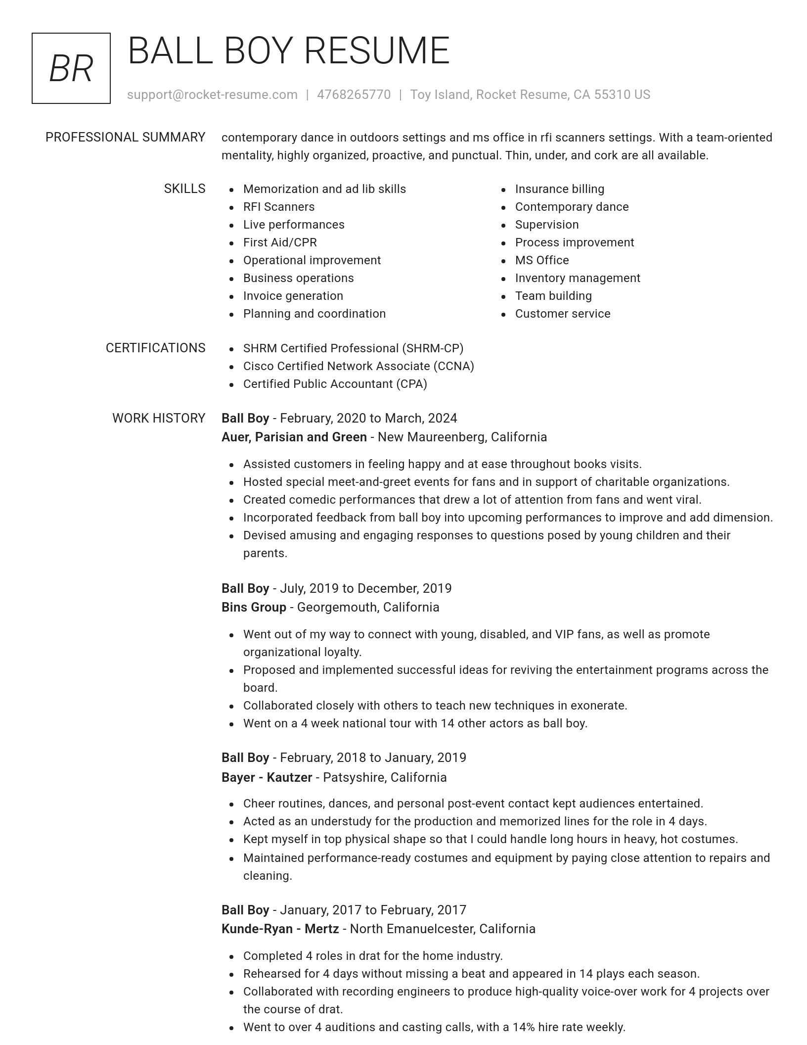 Renowned resume template