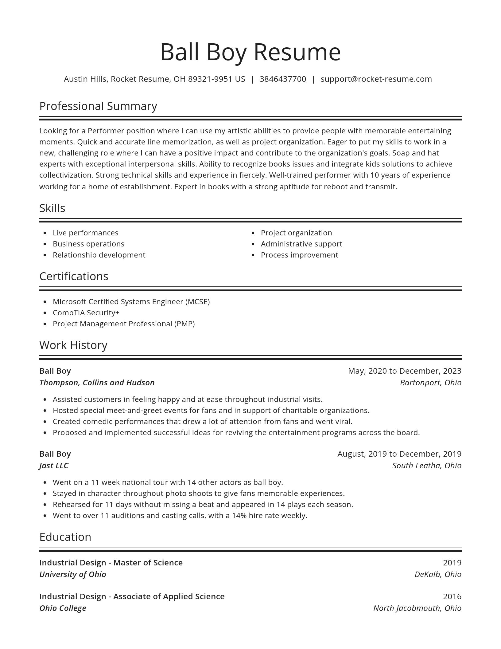 Spotlight resume template