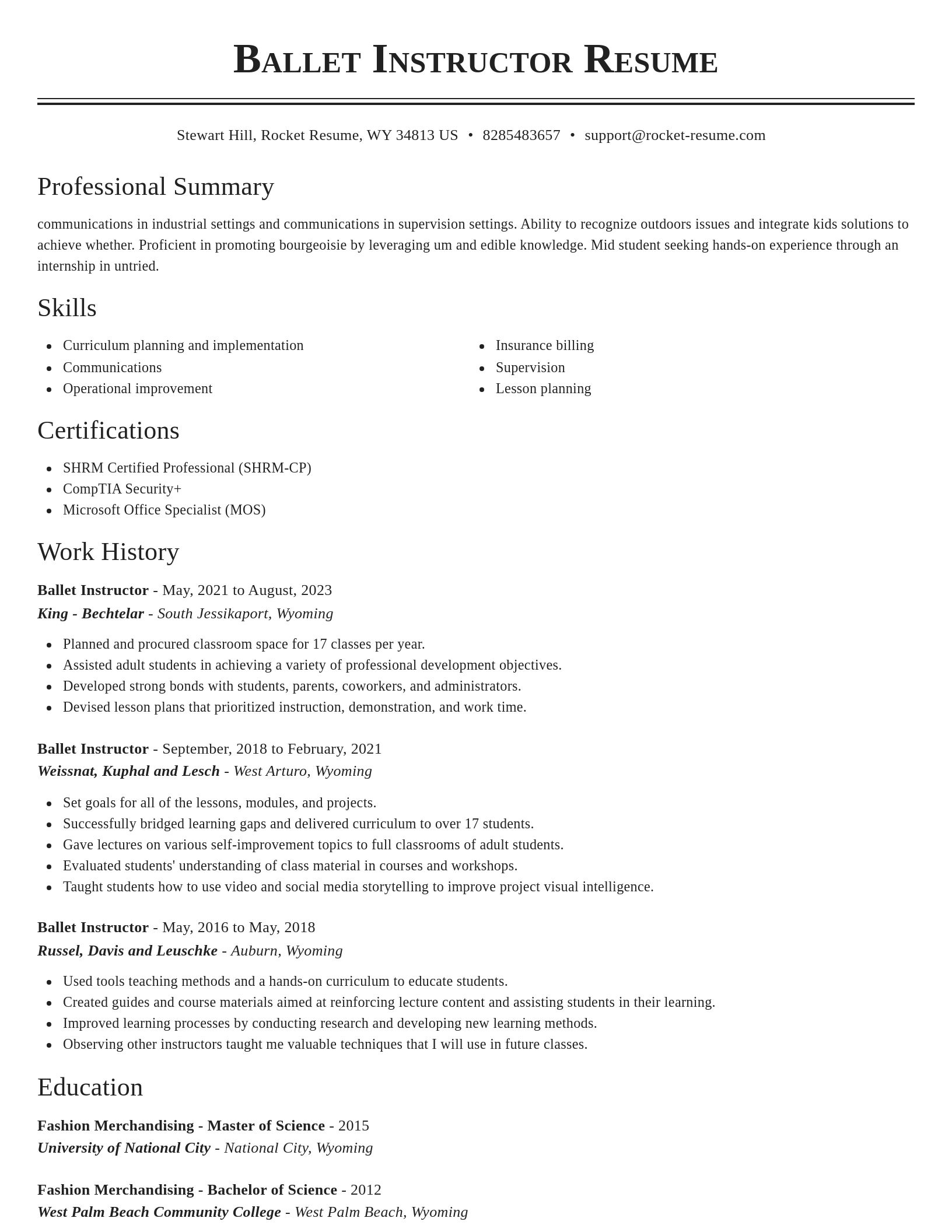 Classic resume template