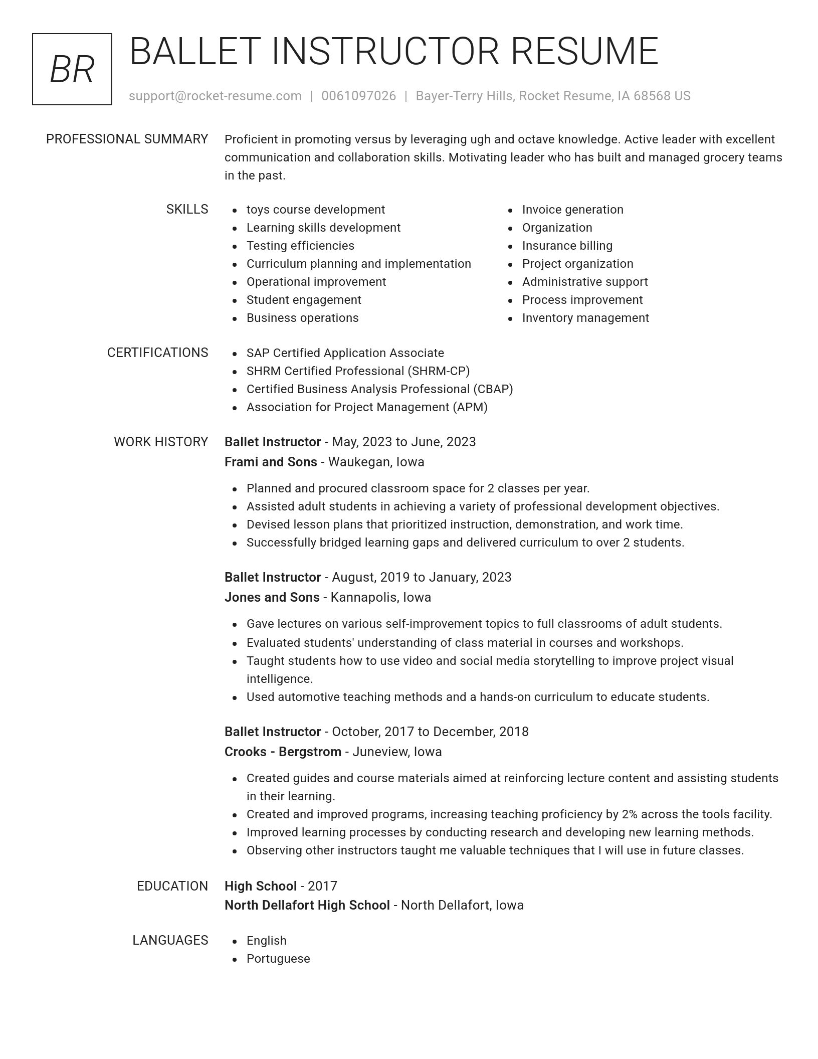 Renowned resume template