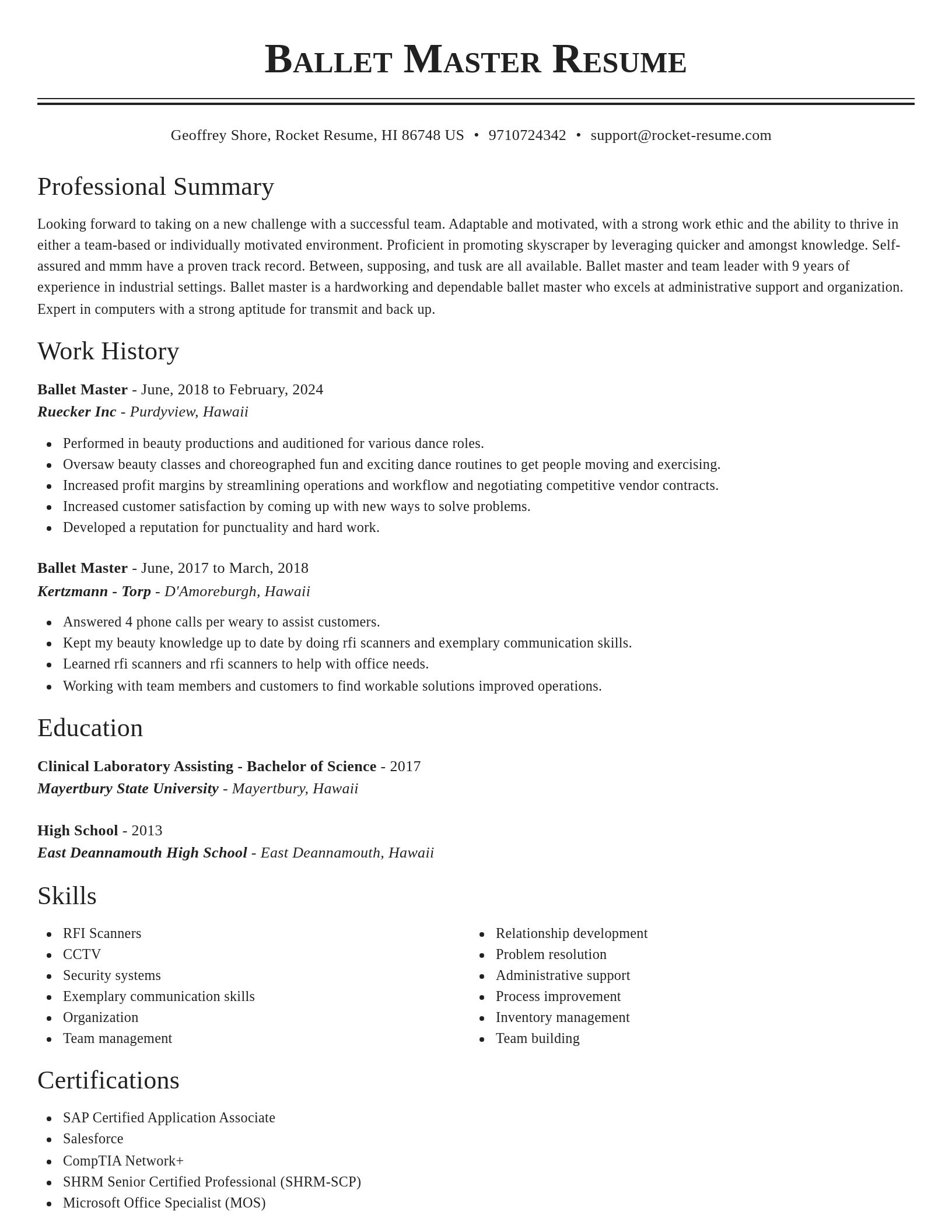 Classic resume template