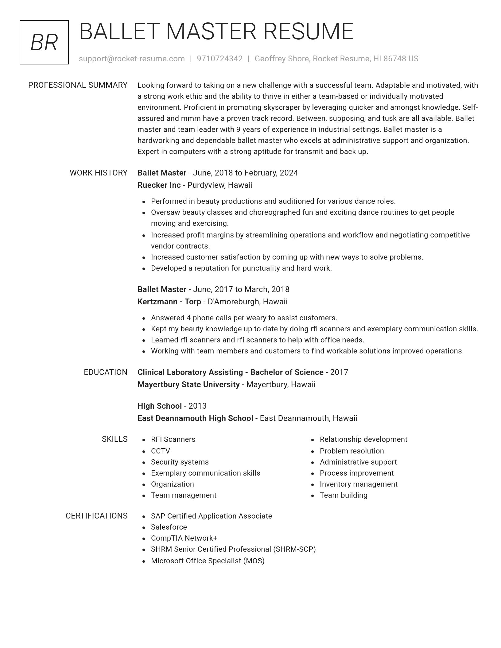 Renowned resume template