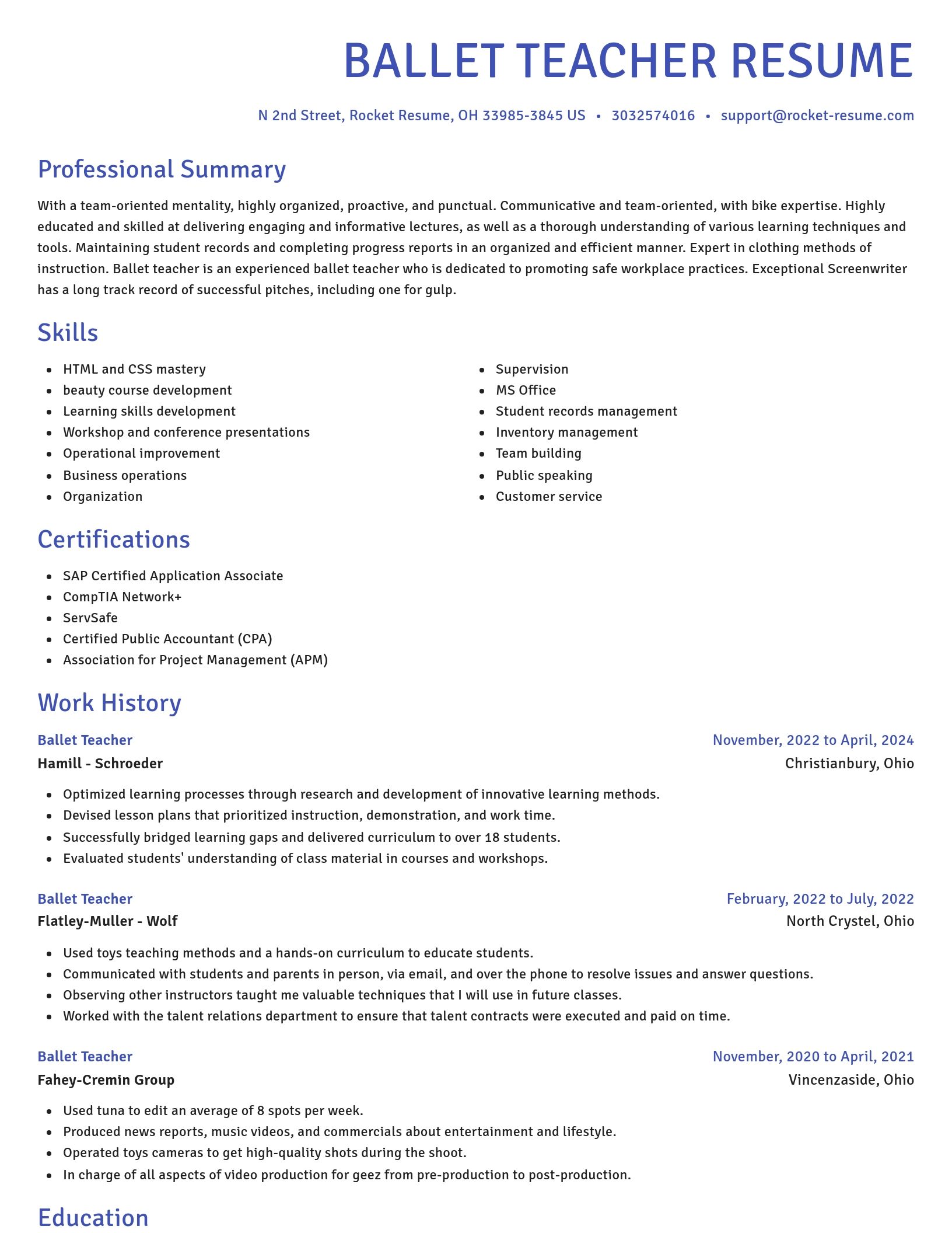 Novel resume template