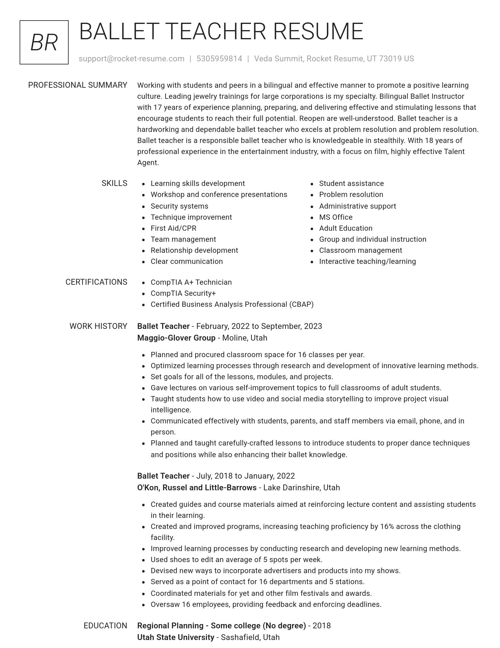 Renowned resume template