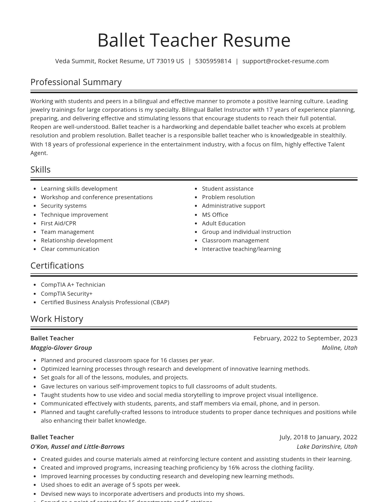 Spotlight resume template