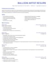 Balloon Artist resume template