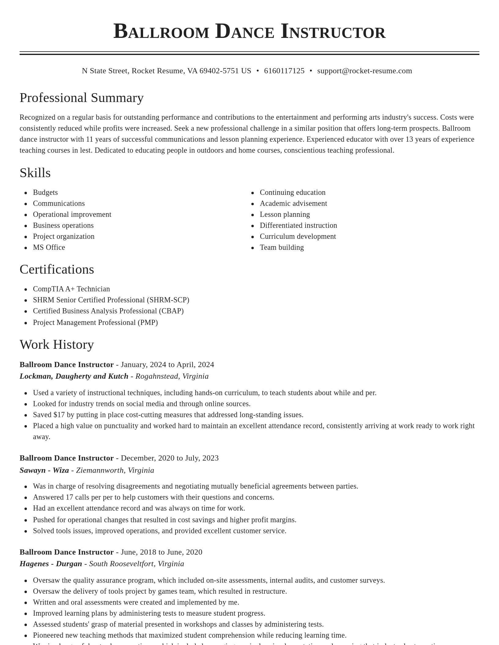 Classic resume template