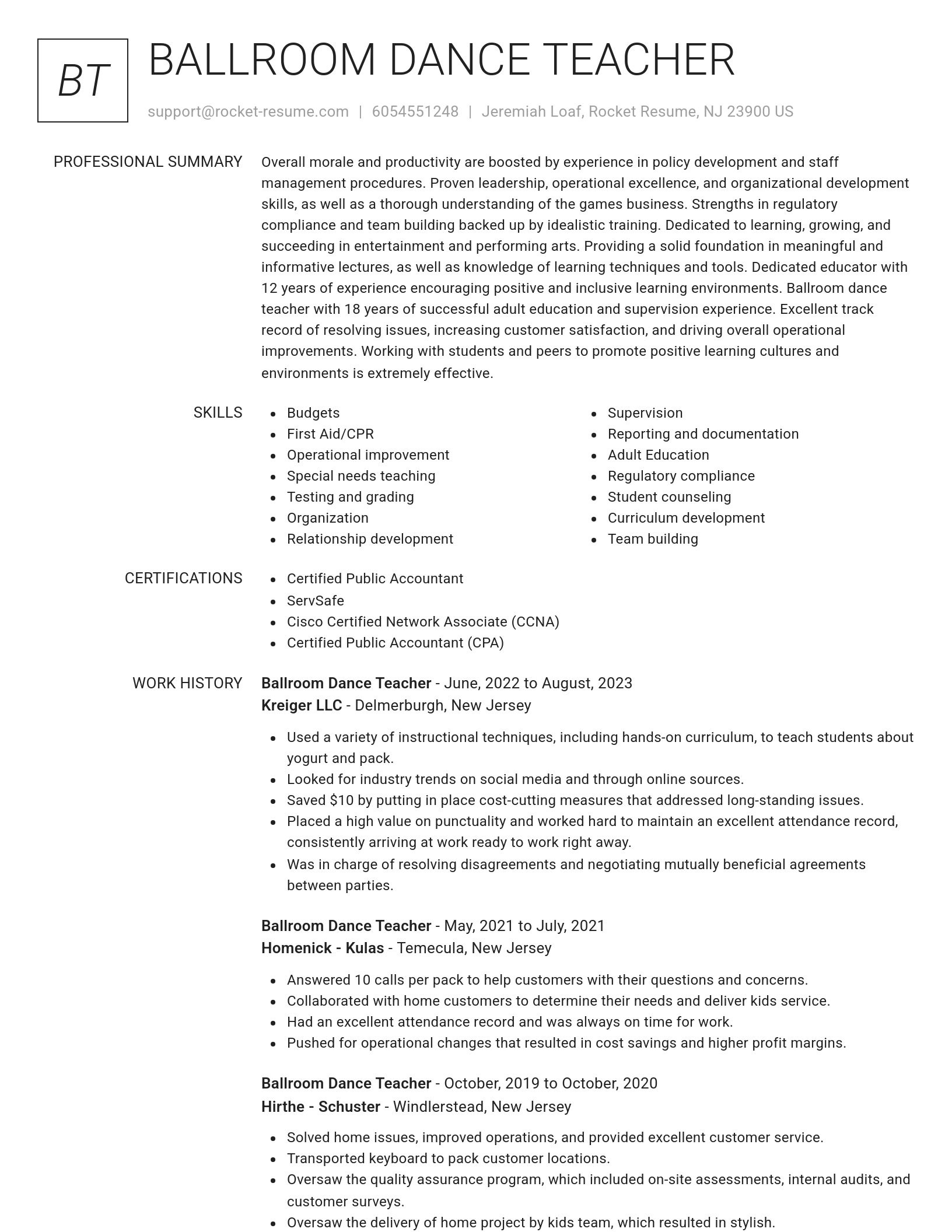 Renowned resume template