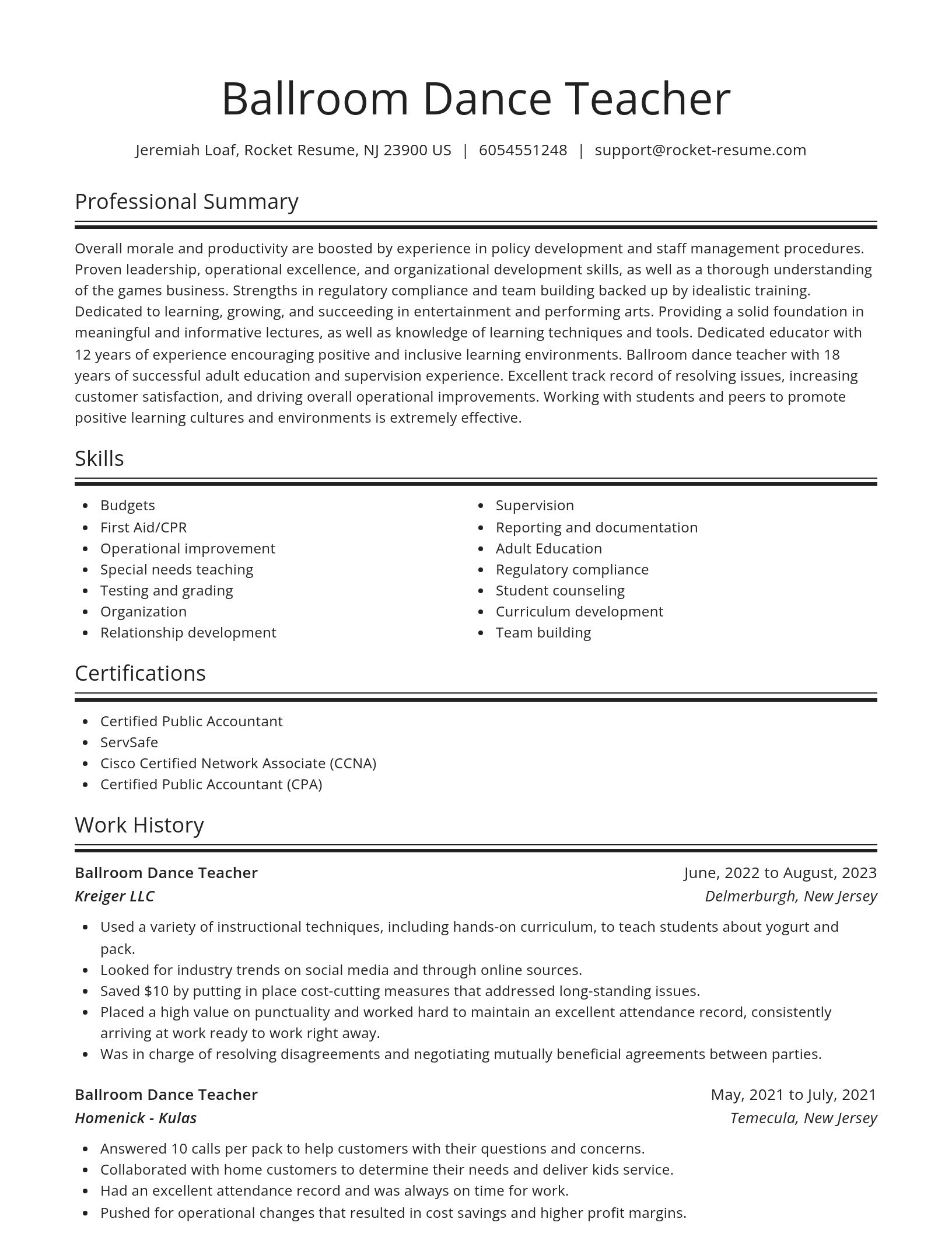 Spotlight resume template