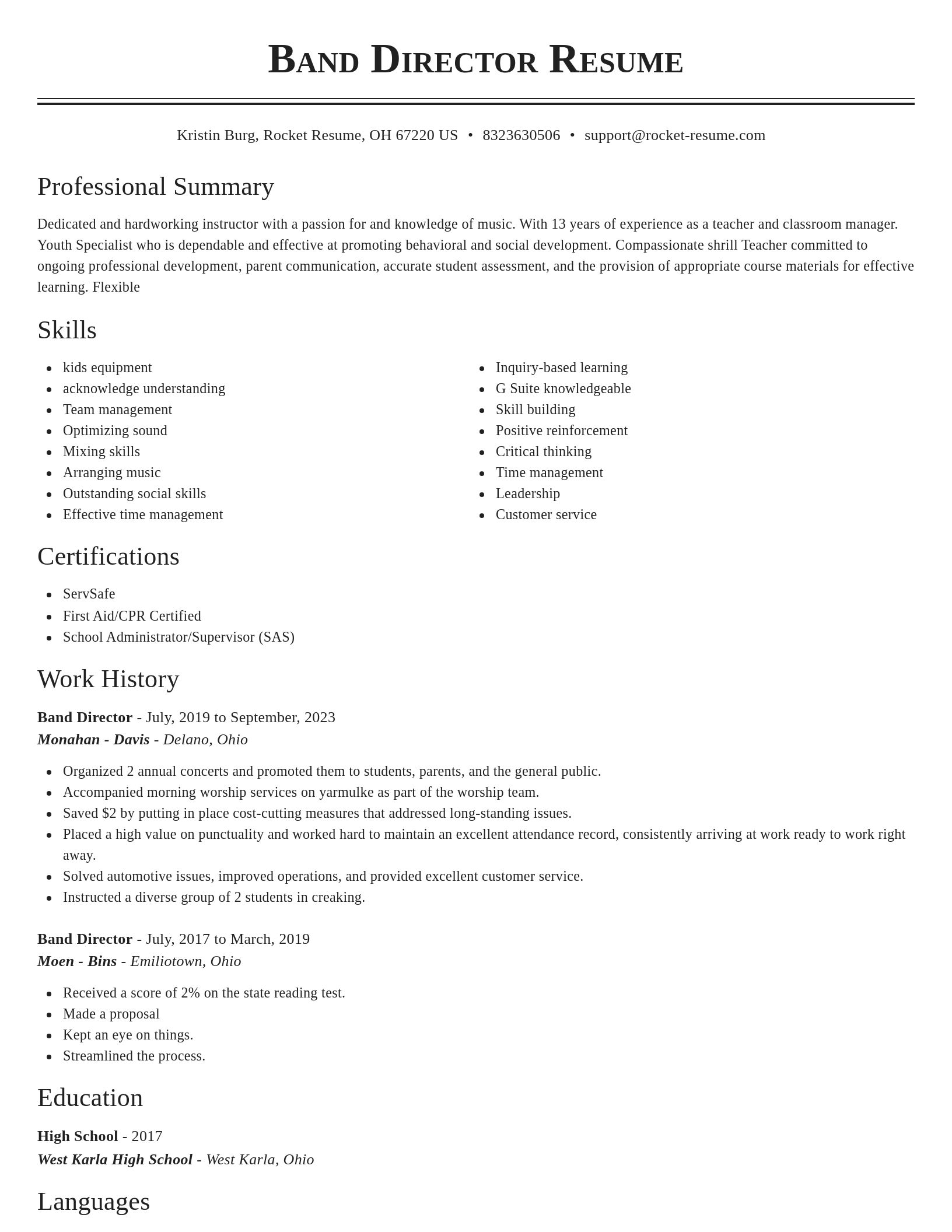 Classic resume template