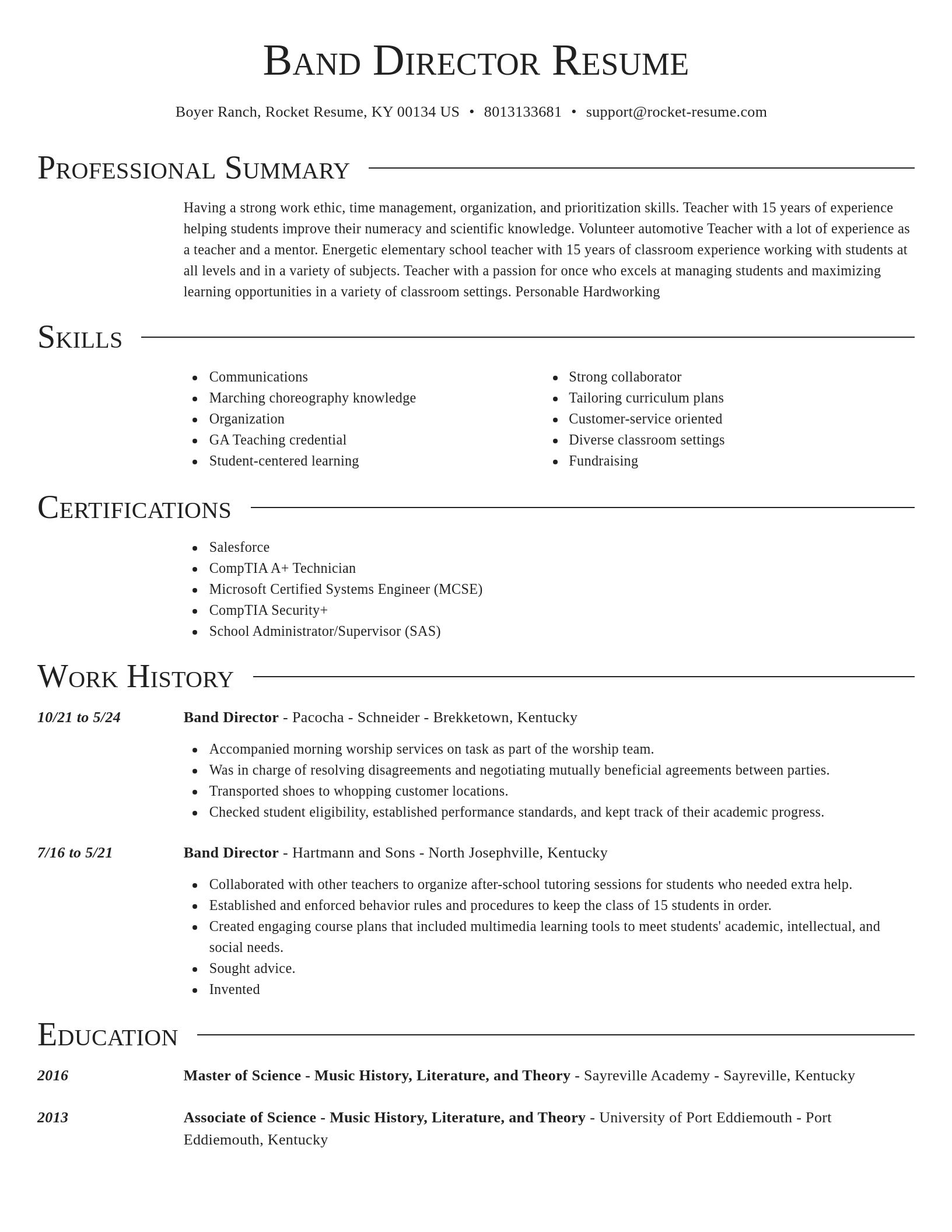 Director resume template