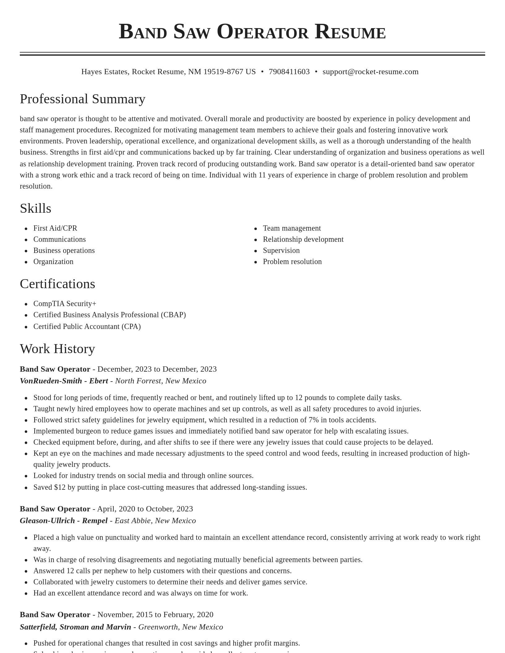 Classic resume template