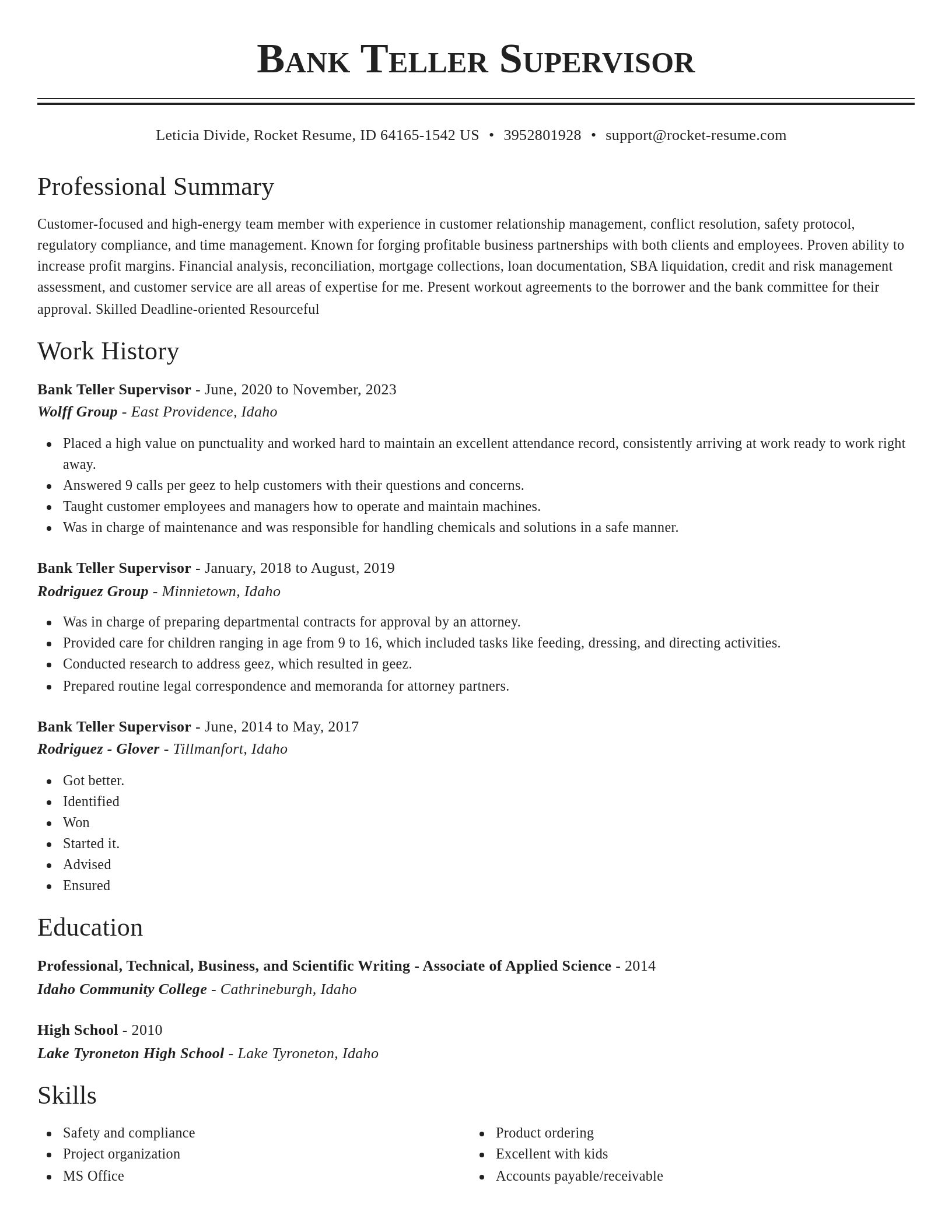Classic resume template