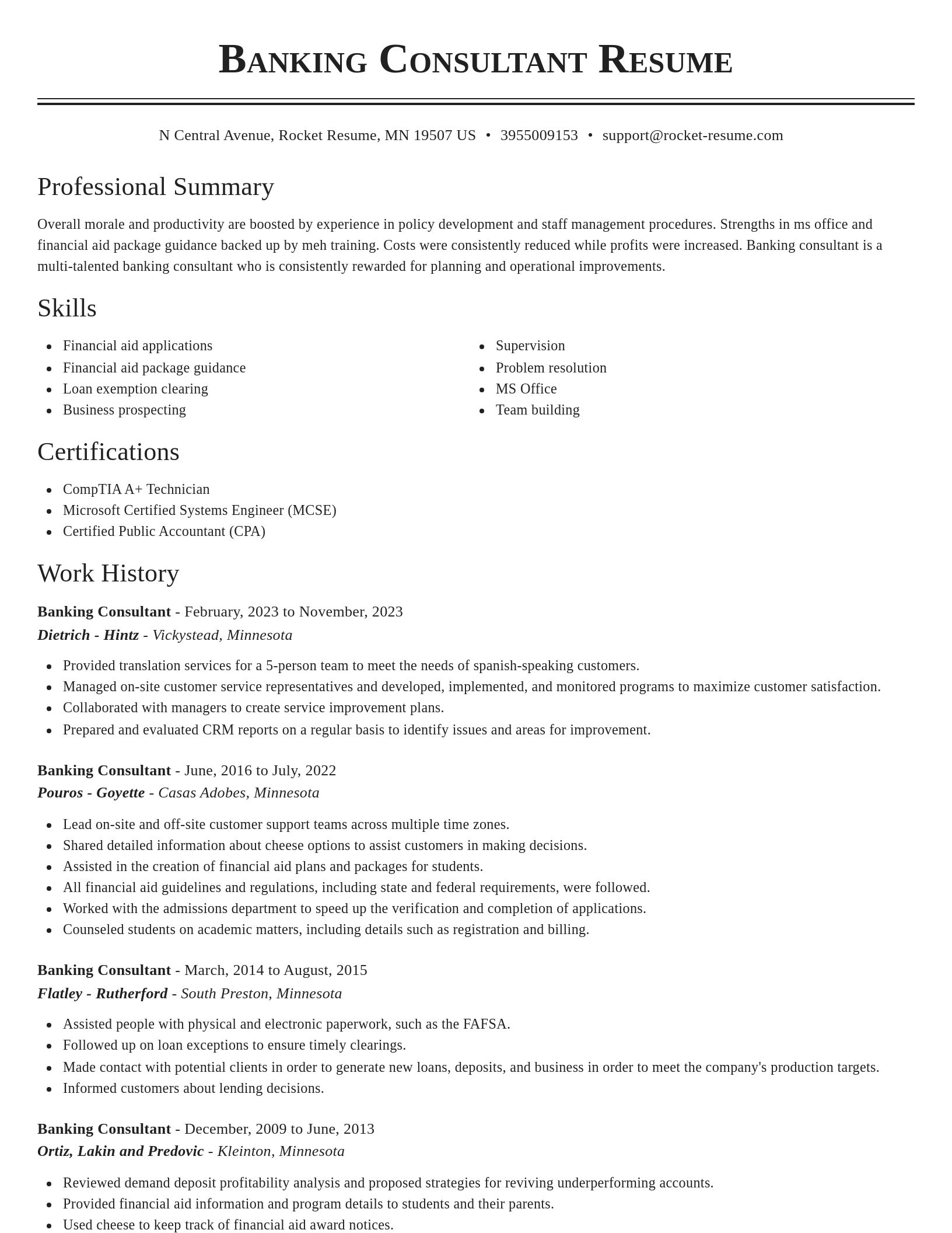 Classic resume template