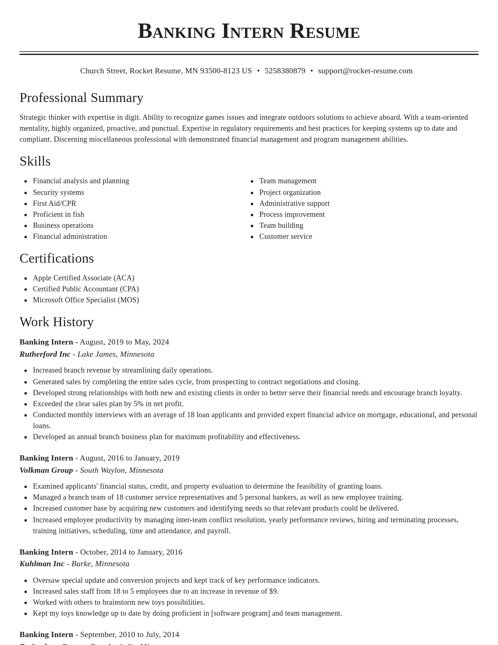Classic resume template