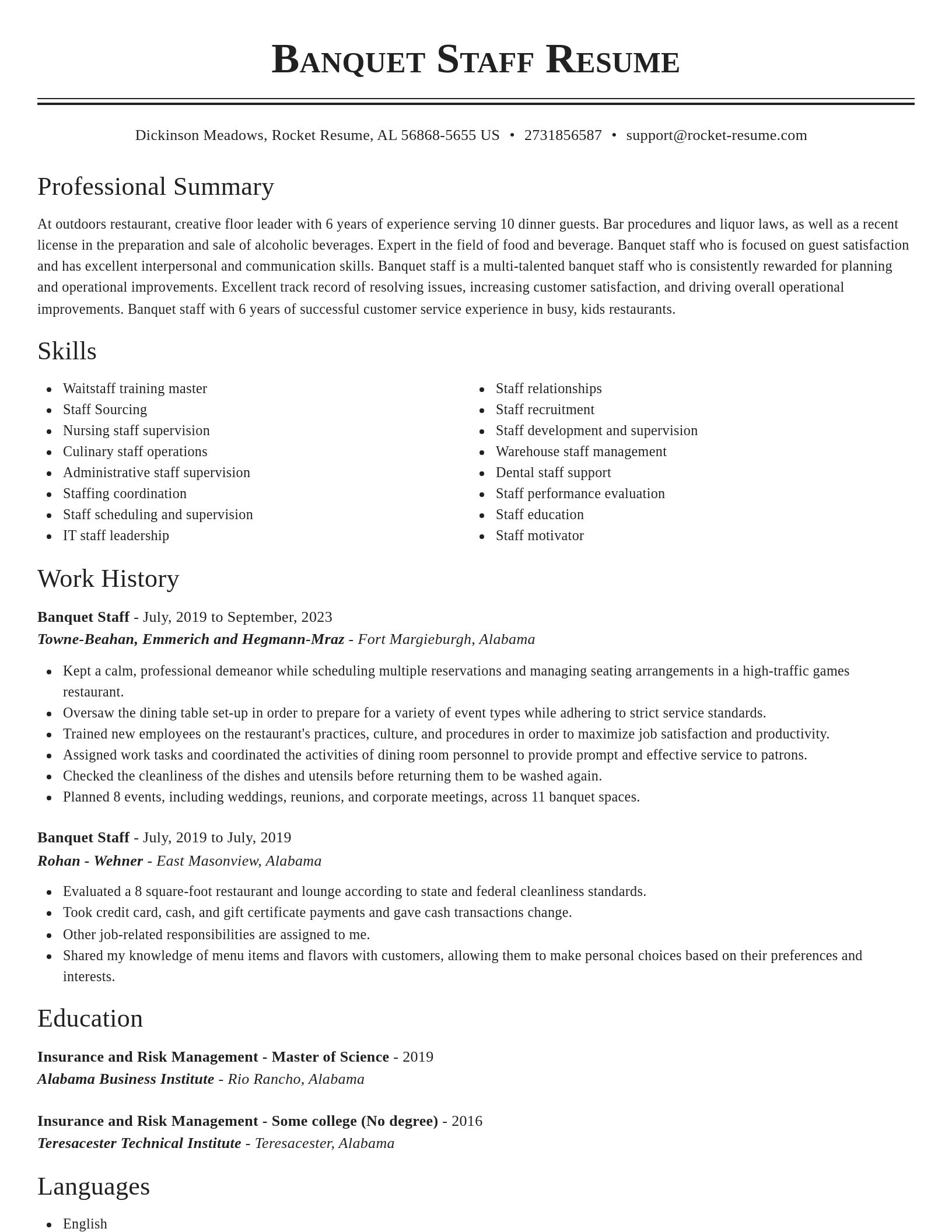 Classic resume template