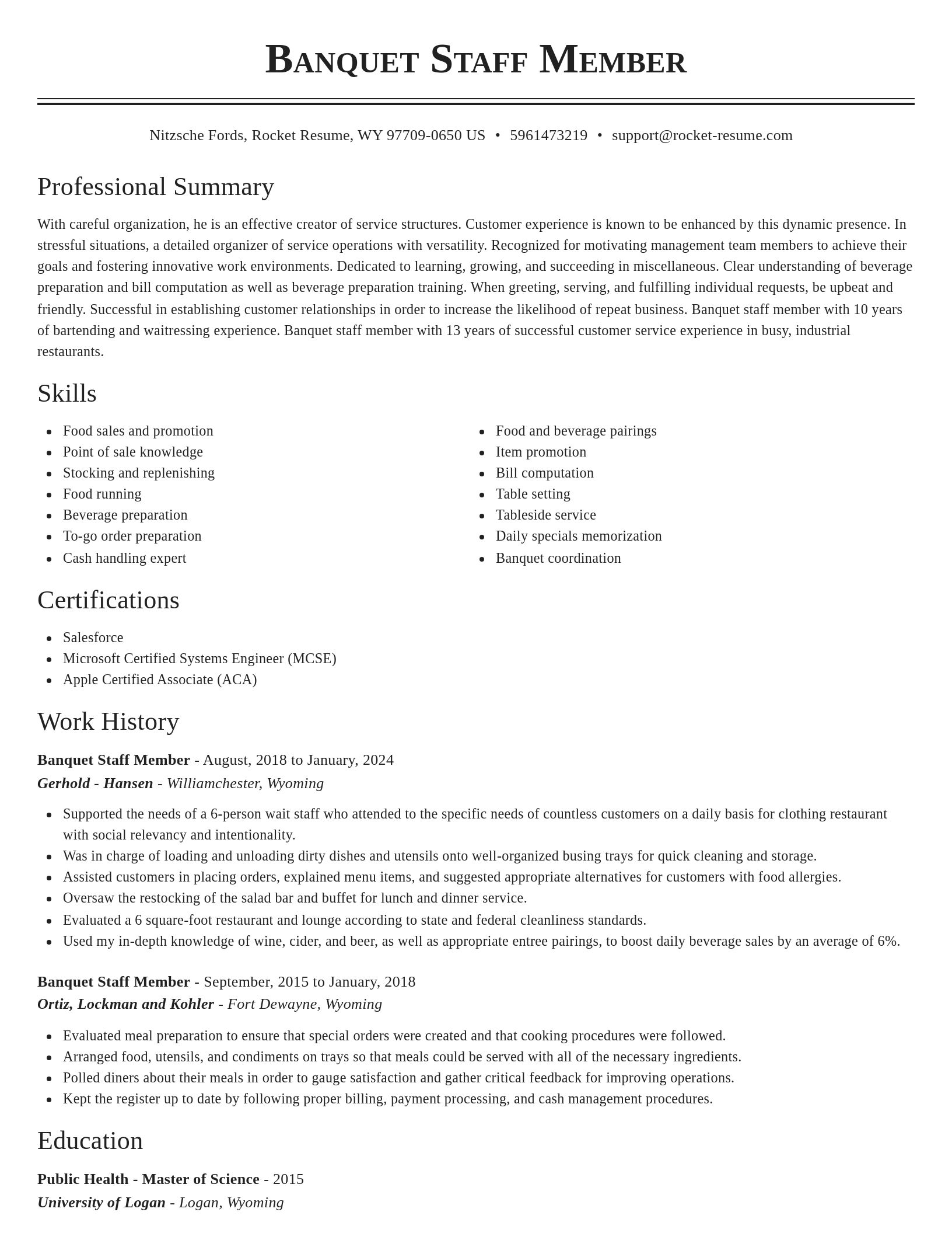 Classic resume template