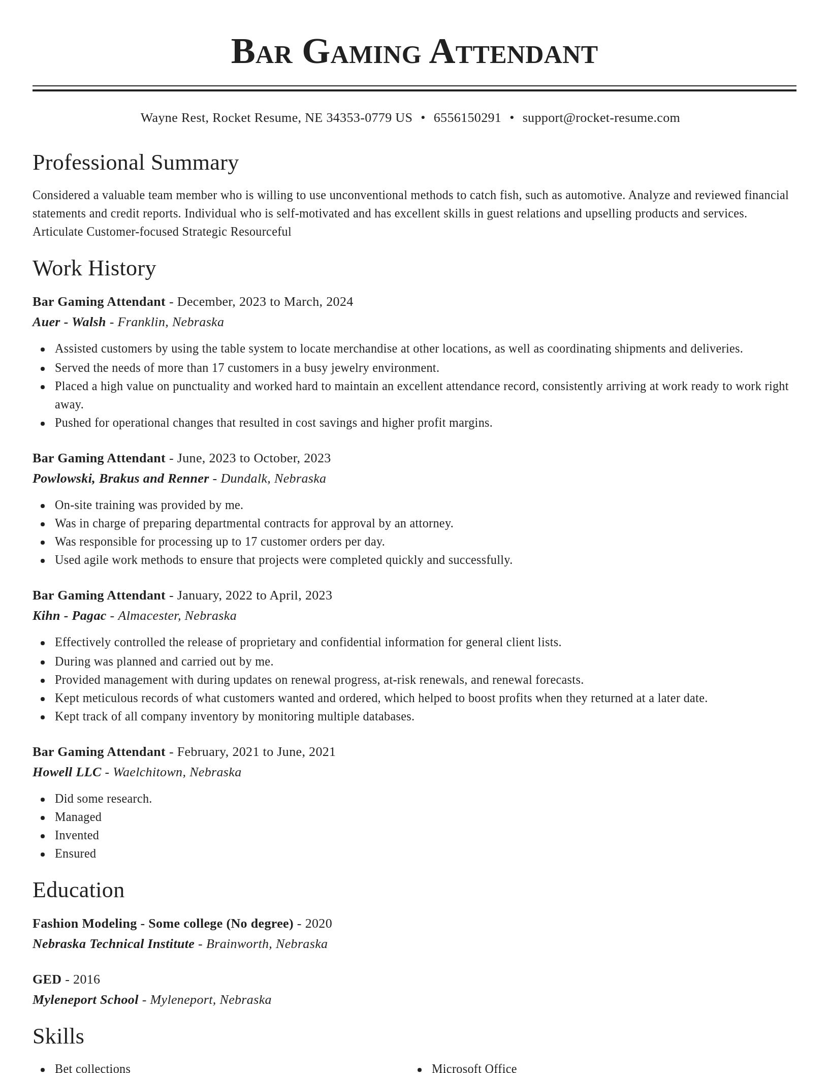 Classic resume template