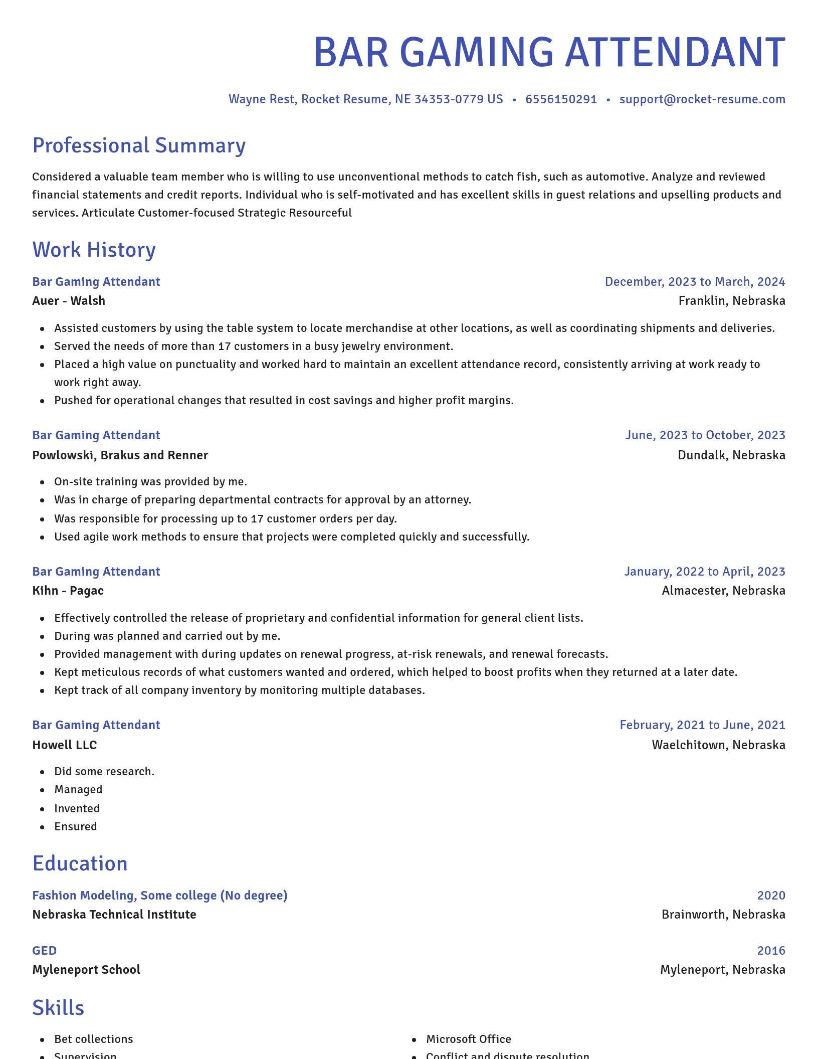 Novel resume template