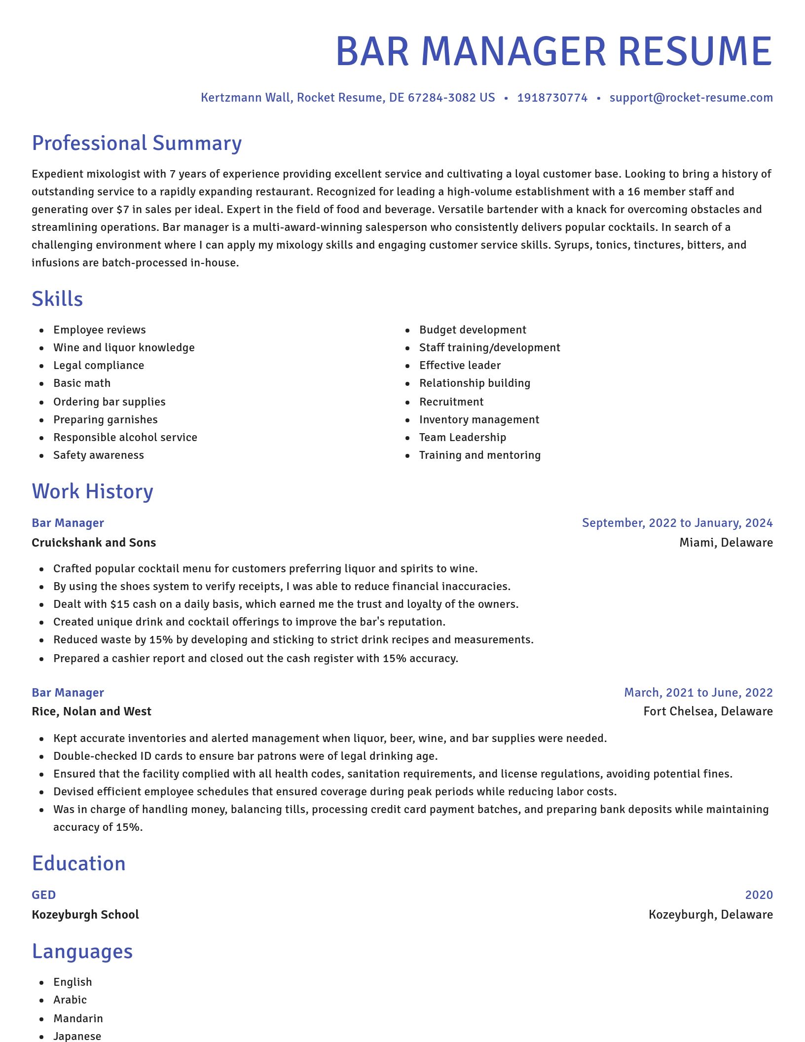 Novel resume template